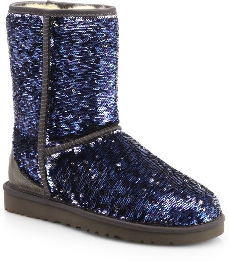 Ugg Classic Short Sparkle Boots in Purple | Lyst