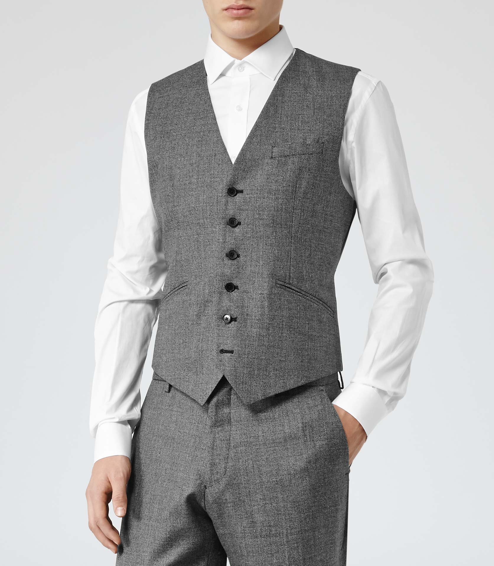 Lyst Reiss Becks W Button Waistcoat in Gray for Men