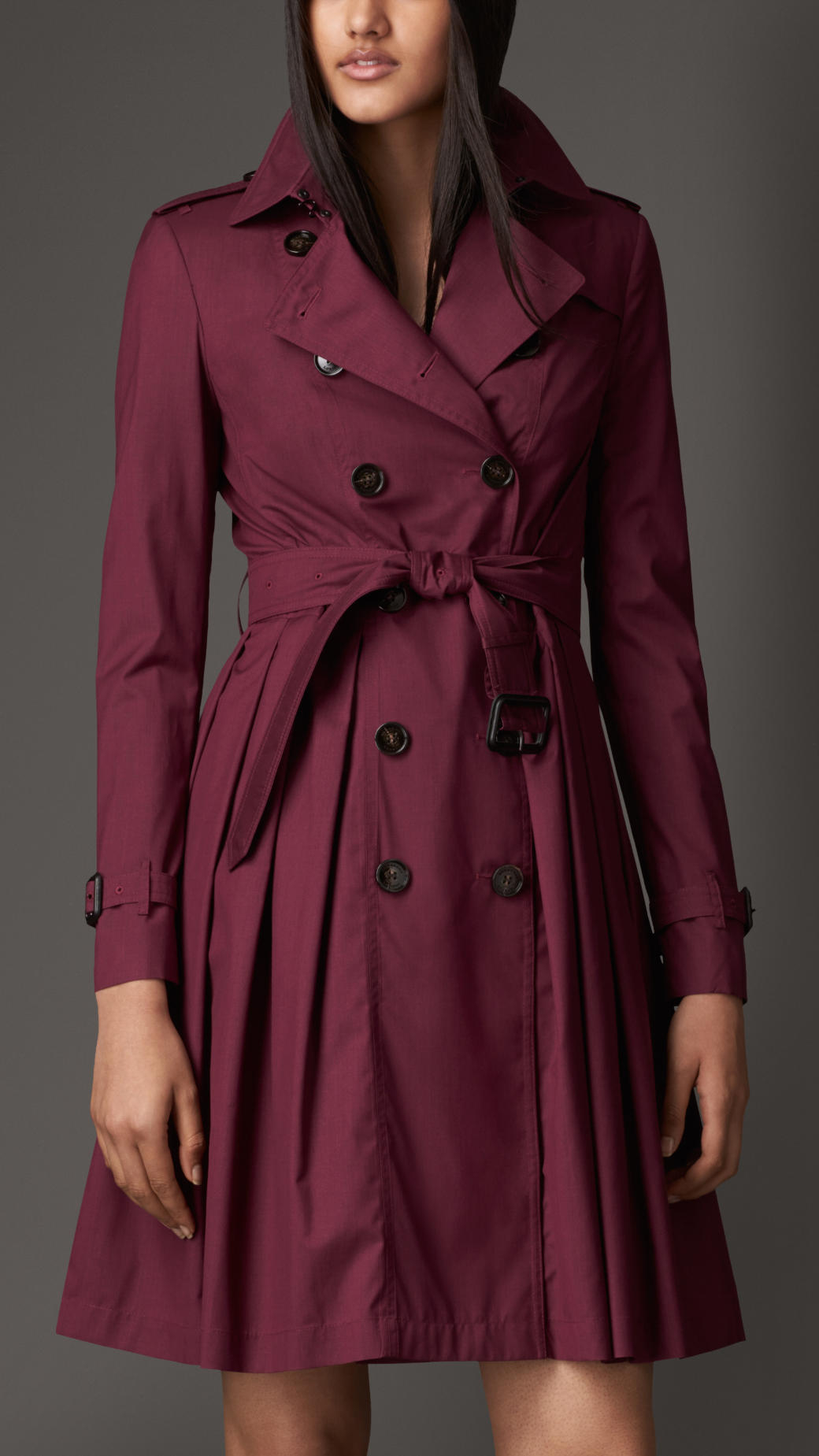 Lyst - Burberry Full Skirted Wool Silk Trench Coat in Red
