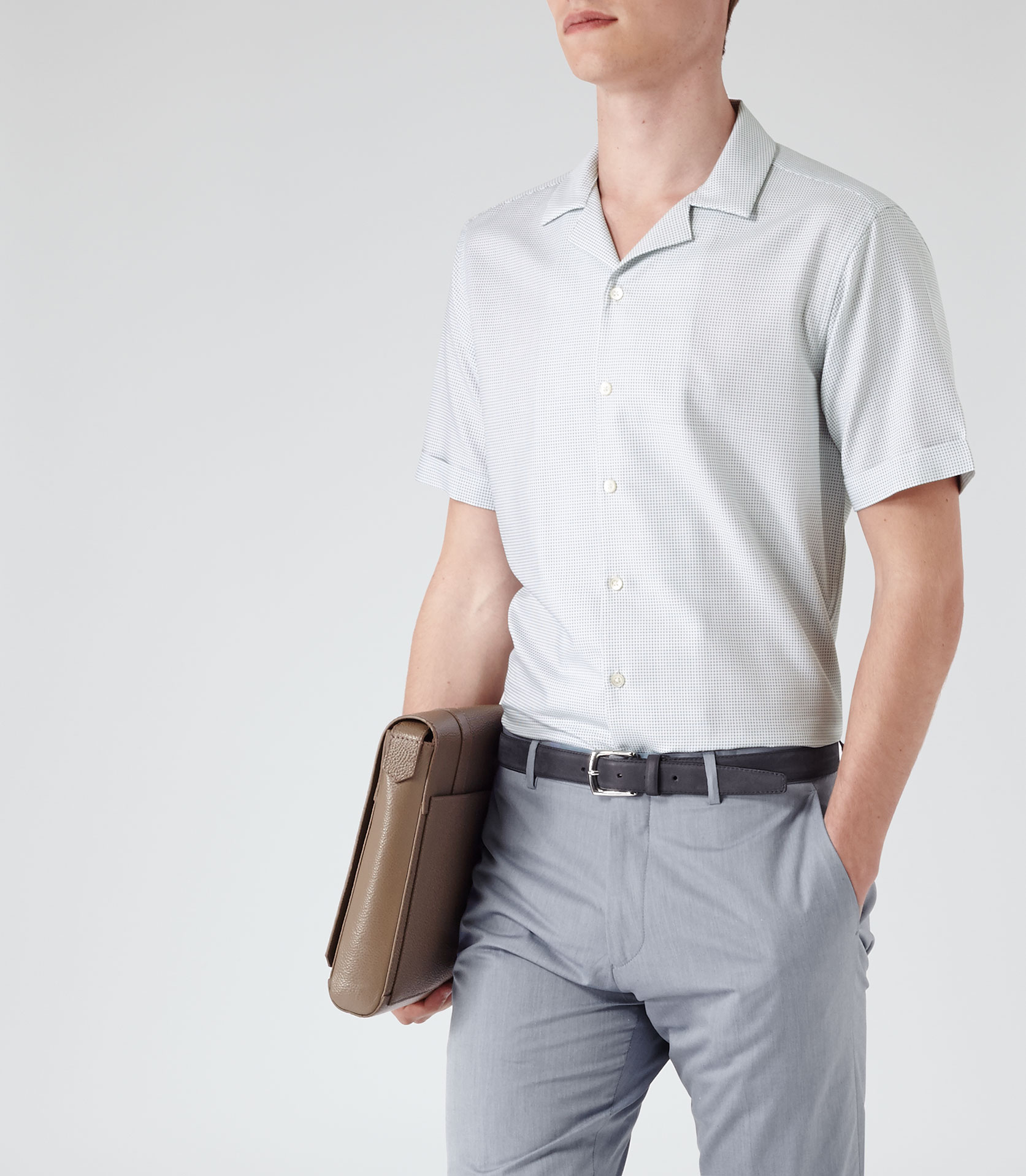 Reiss Rego Cuban Collar Shirt in Green for Men
