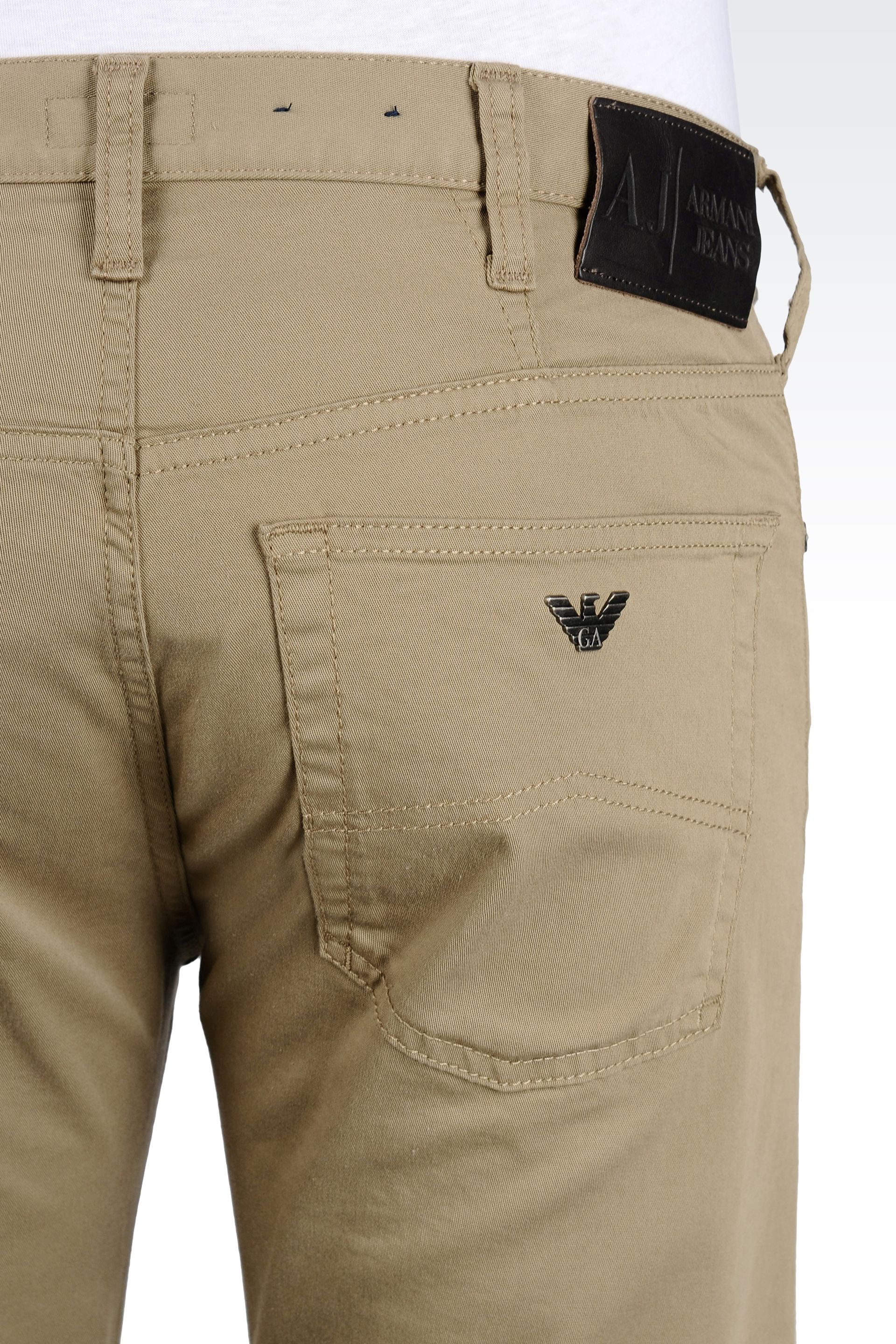 Lyst - Armani Jeans 5-Pocket Trousers In Stretch Gabardine in Natural ...