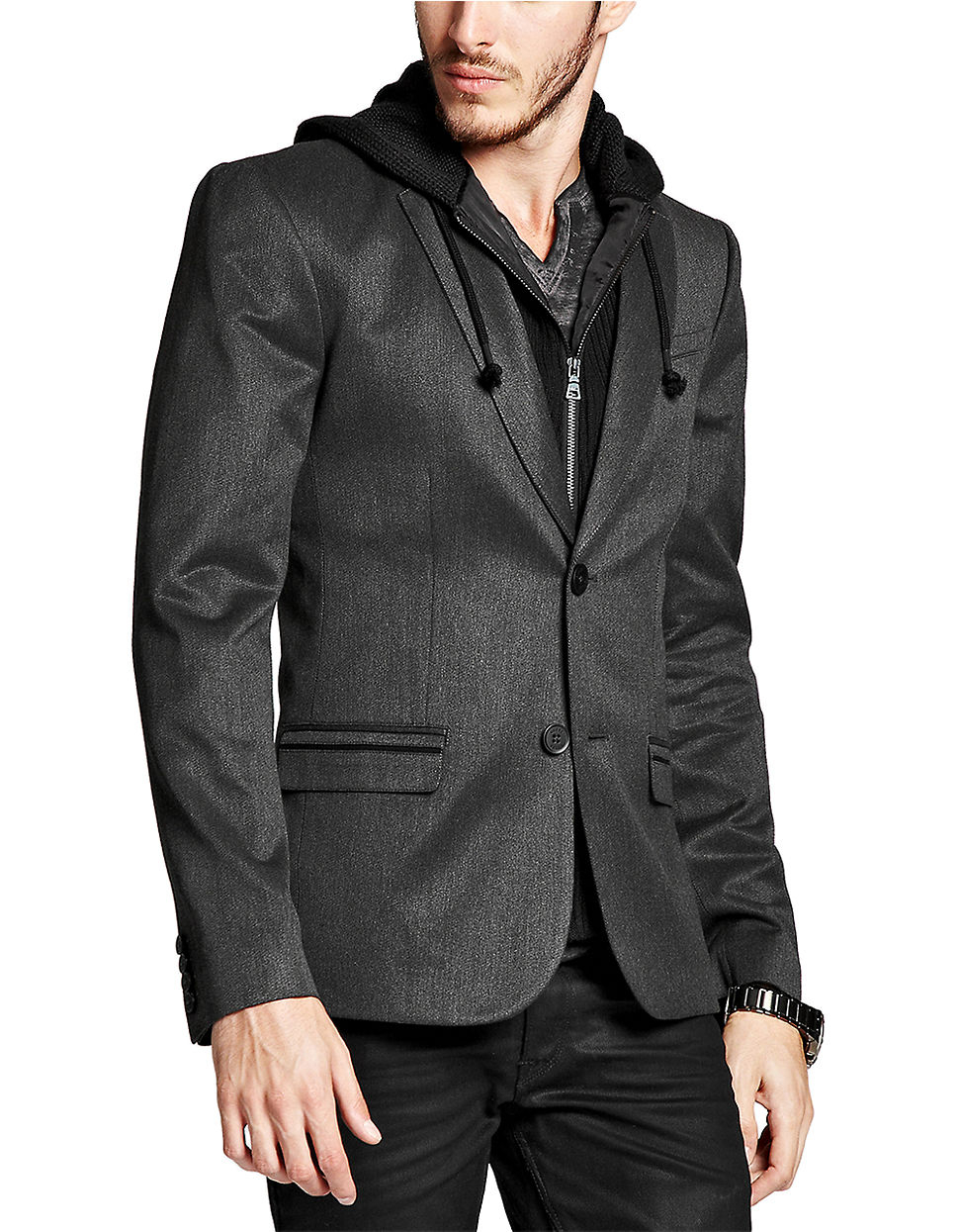 Guess Generator Hooded Blazer in Gray for Men Lyst