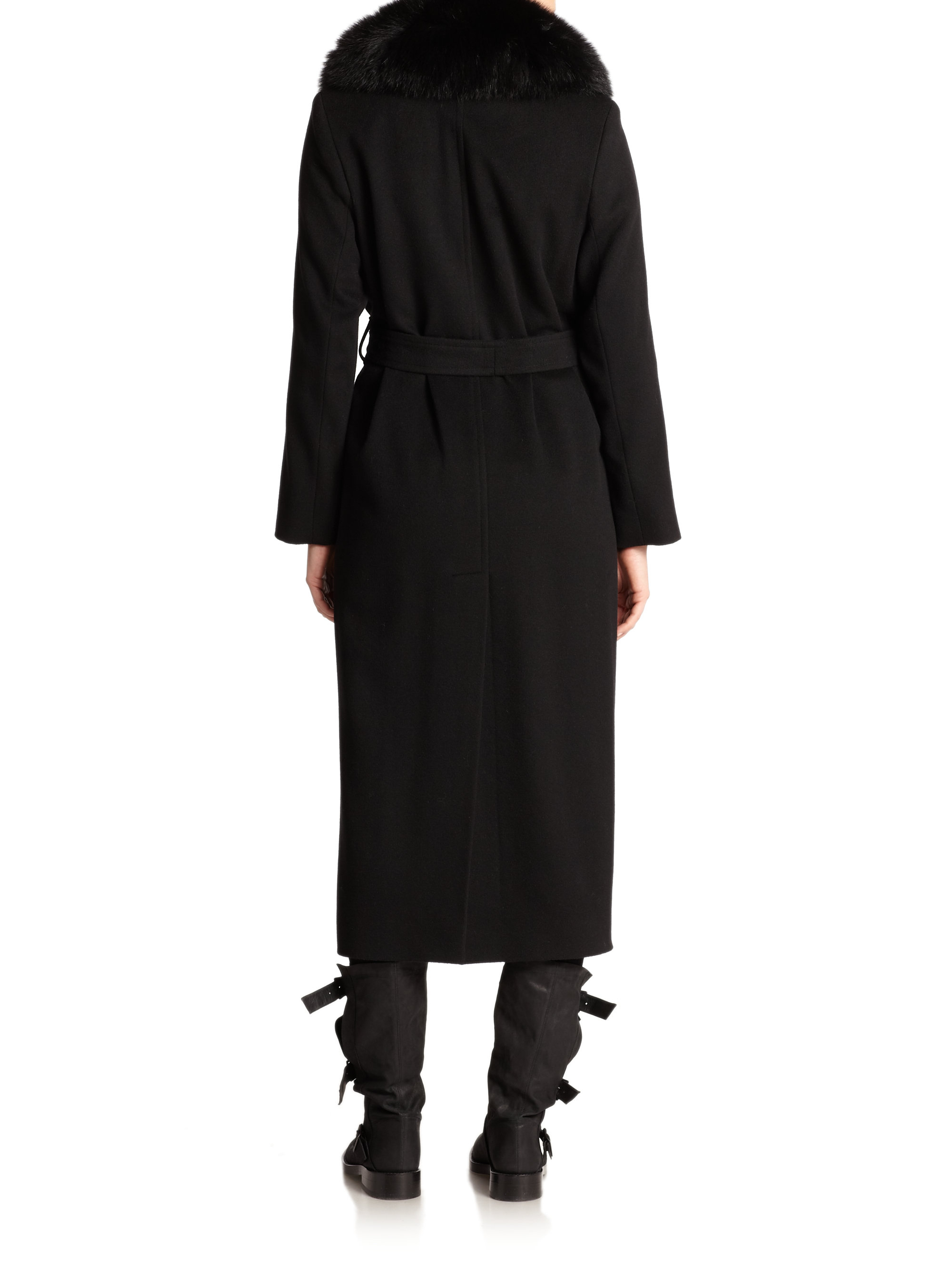 cashmere wrap coat black