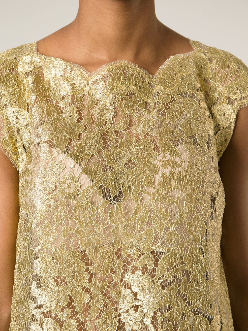 Dolce & gabbana Floral Lace Top in Metallic | Lyst