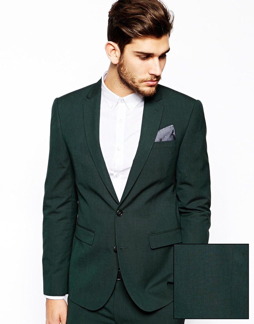 ASOS Slim Fit Suit Jacket In Dark Green in Green for Men - Lyst