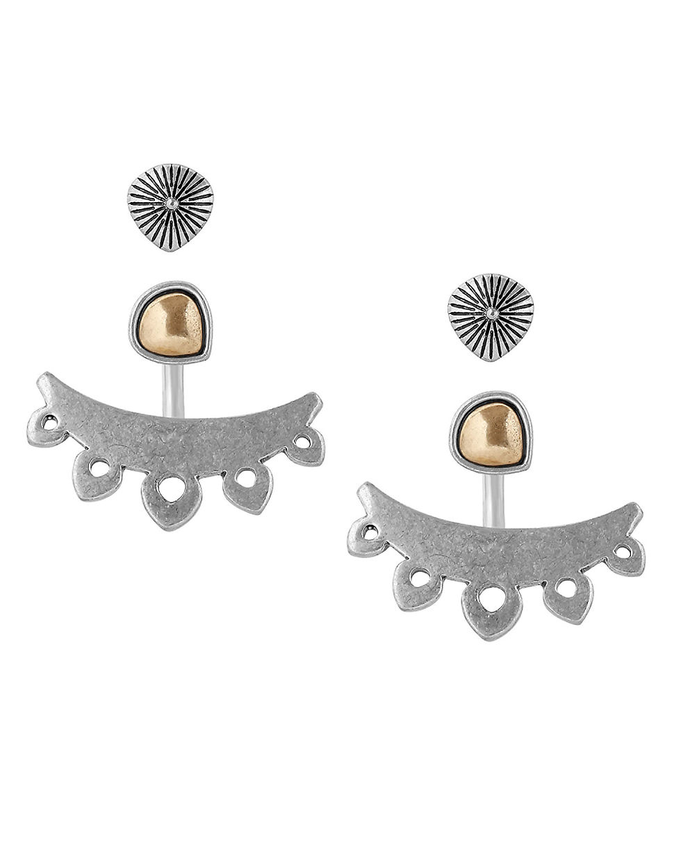 Lyst Lucky Brand Two Tone Earring Jackets In Metallic Gallery