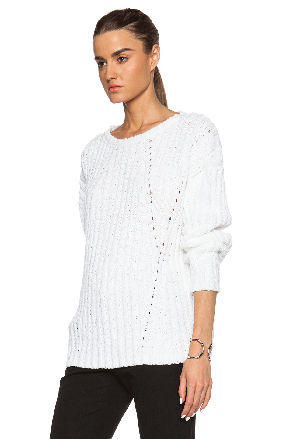 Lyst - Nili Lotan Multi Direction Rib Sweater in White