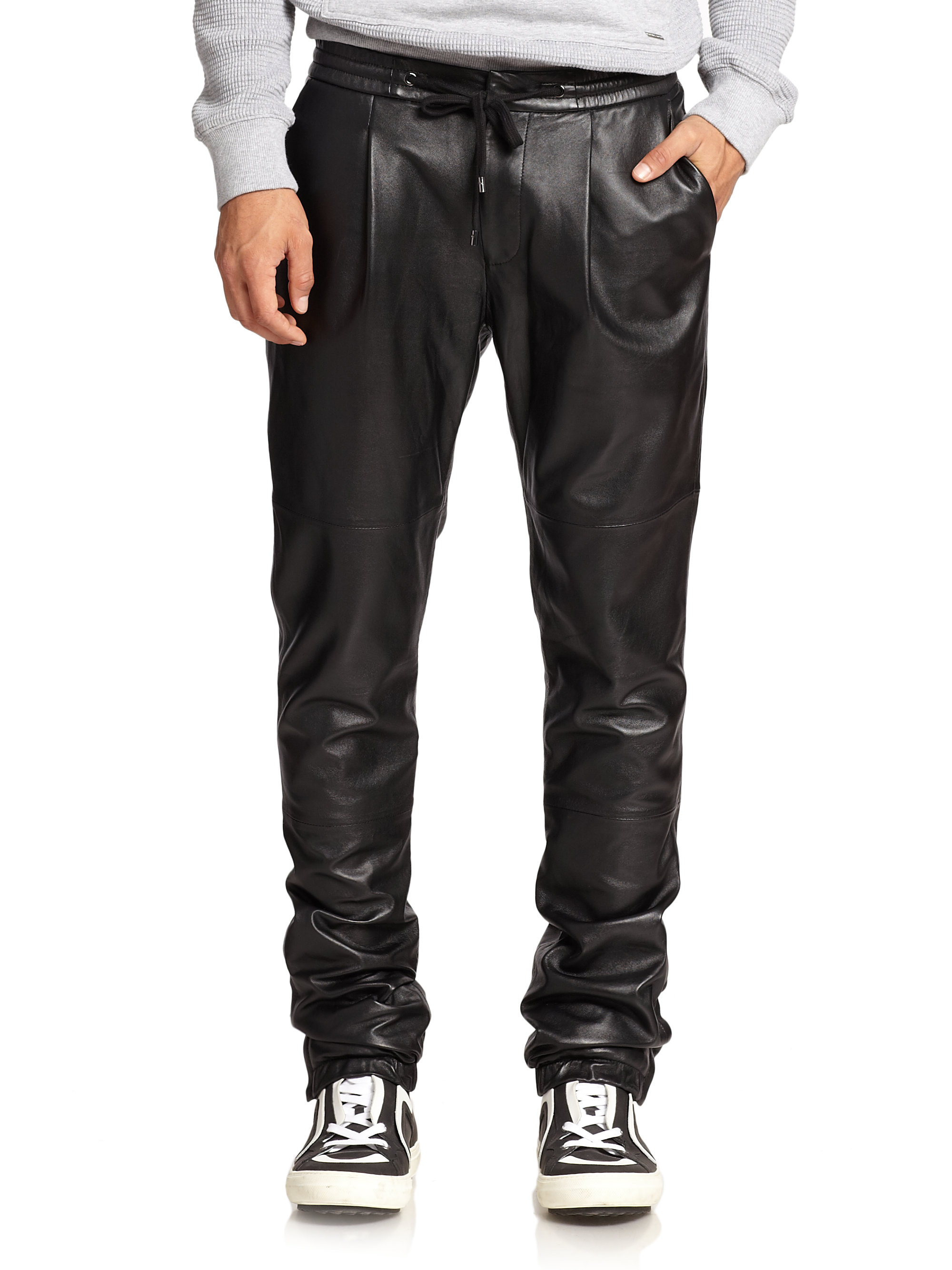 Lyst - Michael Kors Leather Track Pants in Black for Men