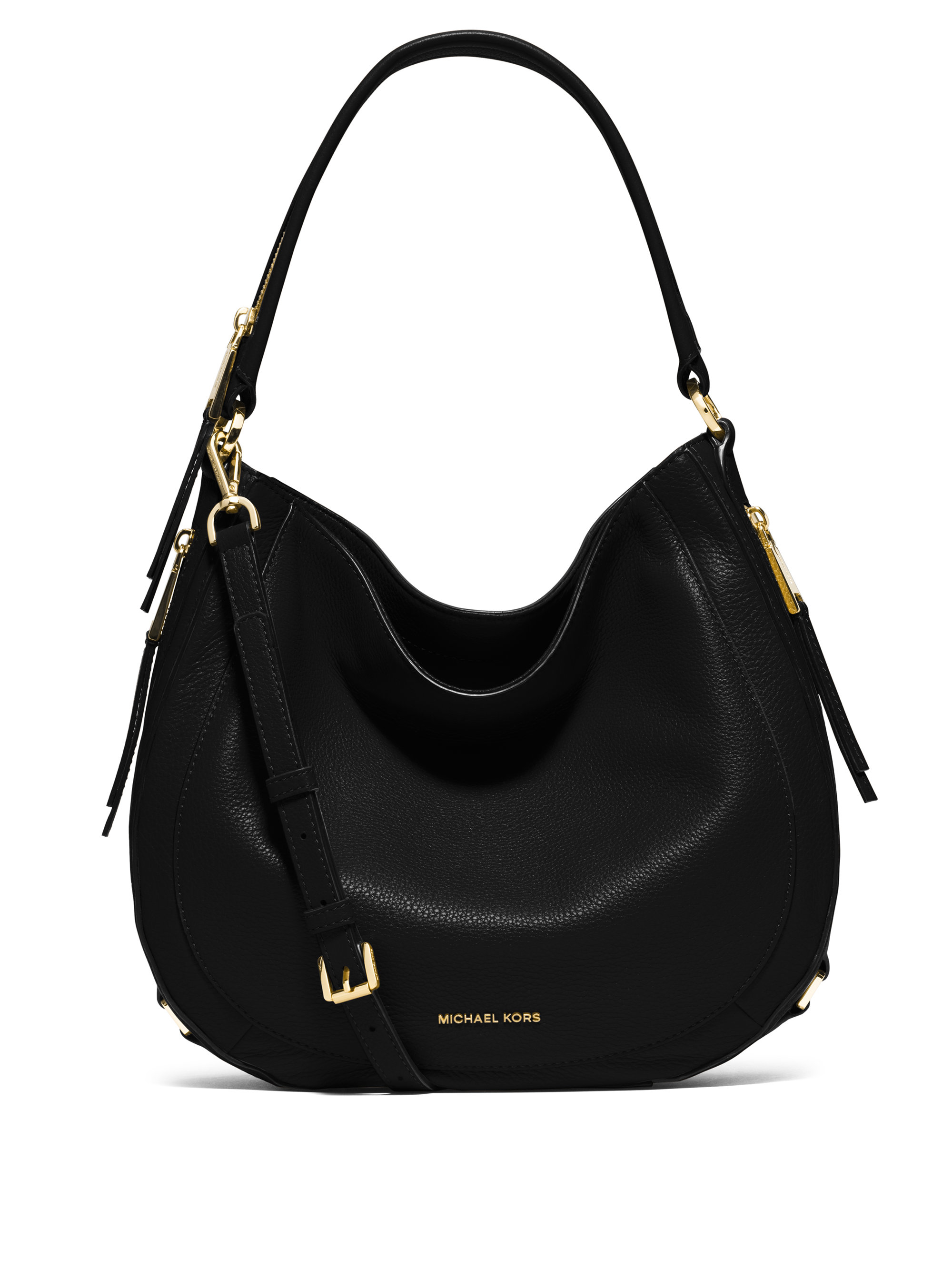 michael kors black leather hobo purse