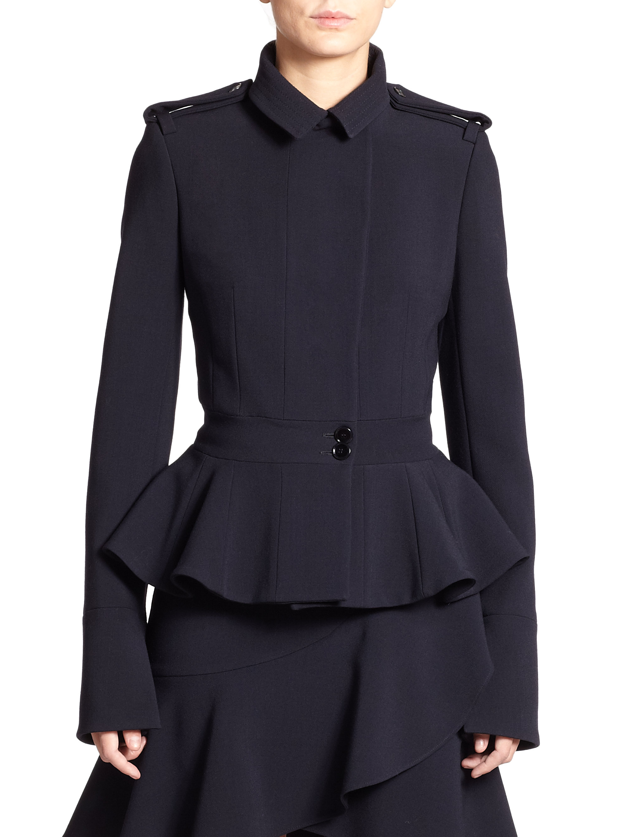 Lyst - Alexander Mcqueen Military Peplum Jacket in Blue