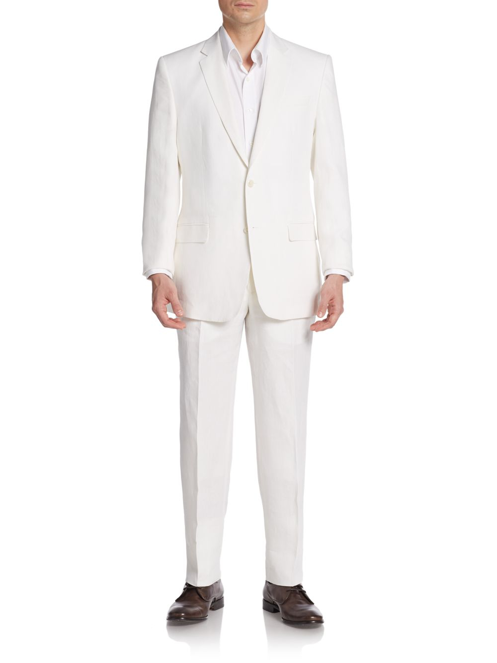 Versace Regular-Fit Solid Linen Suit in White for Men | Lyst