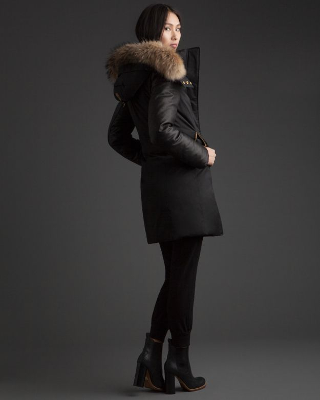 Lyst Mackage Exclusive Leather Sleeve Fur Hood Long Puffer Jacket Gallery