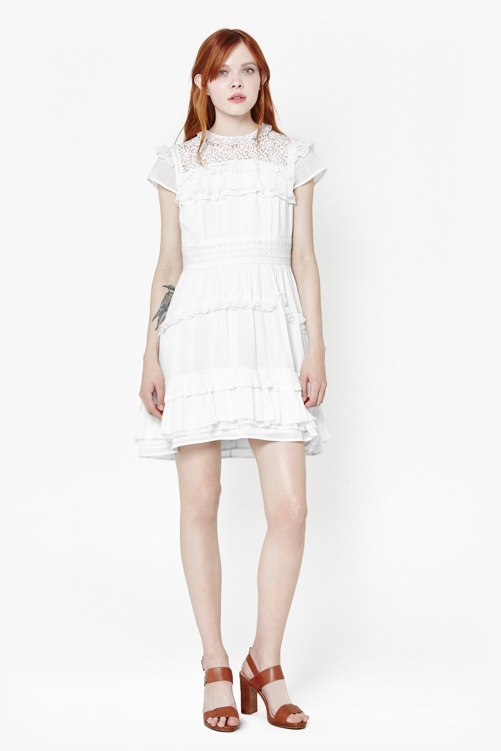 French connection Dayton Lace High Neck Dress in White Lyst