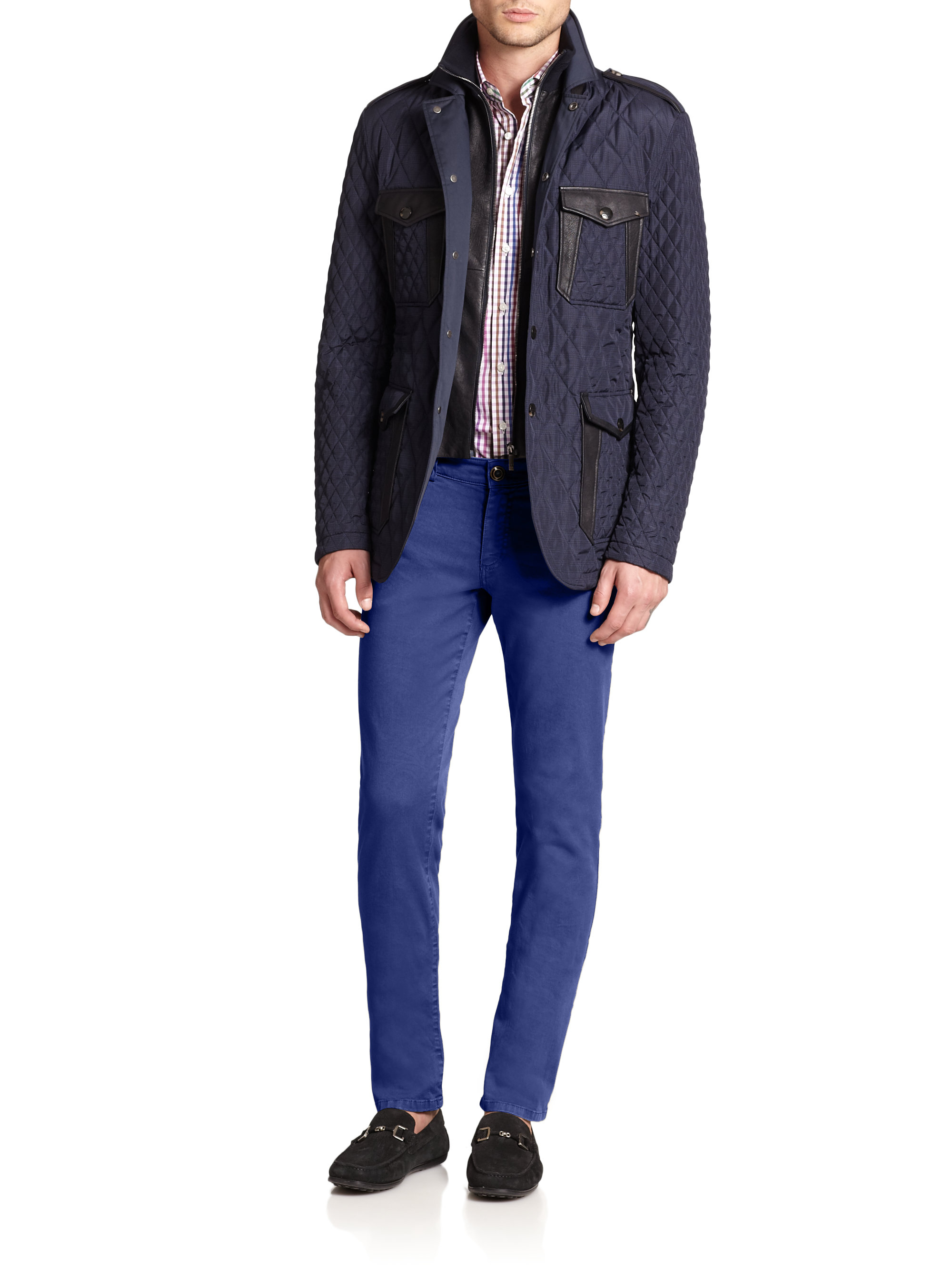 Lyst - Etro Quilted Safari Jacket in Blue for Men