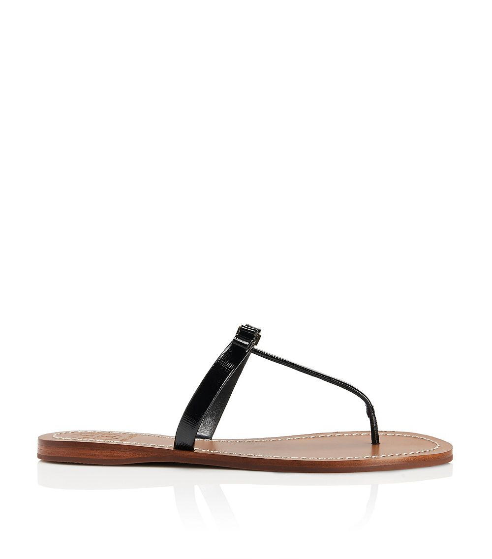 tory burch black flat sandals