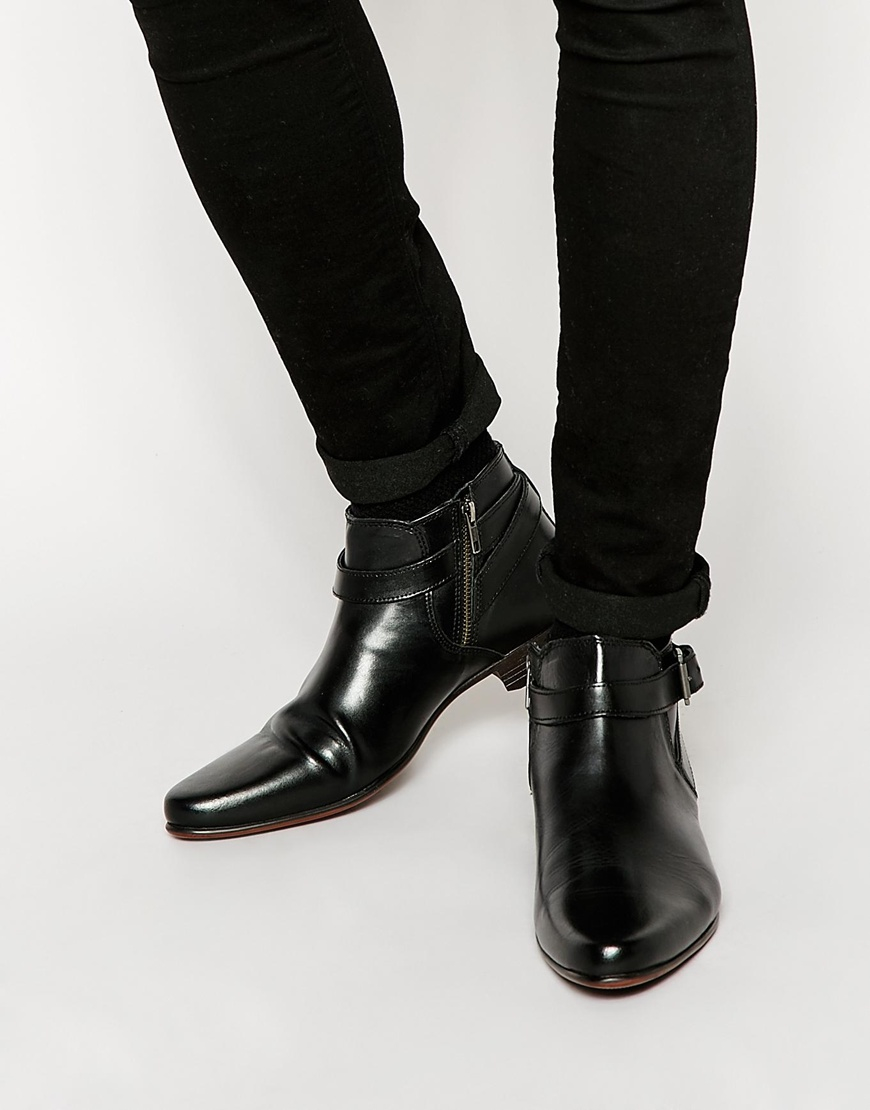 Asos Chelsea Boots In Black Leather With Buckle Strap in Black for Men ...