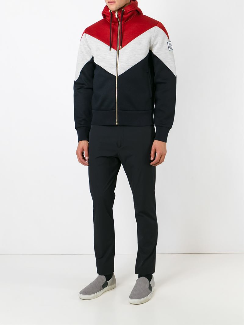 Lyst - Moncler Gamme Bleu Color Block Zipped Hoodie in Black for Men