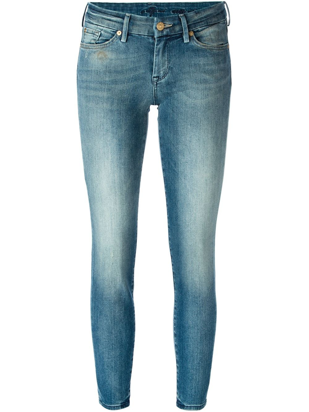 Lyst - 7 For All Mankind Skinny Jeans in Blue