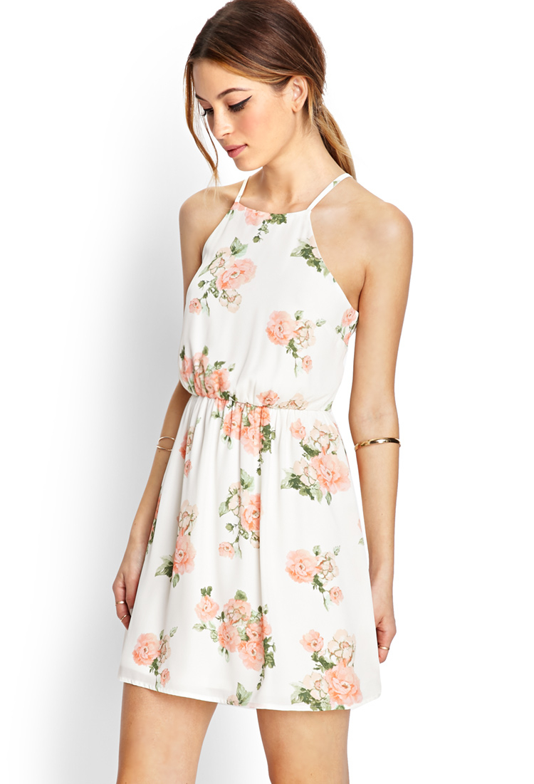 Lyst - Forever 21 Blooming Floral Fit Flare Dress in White