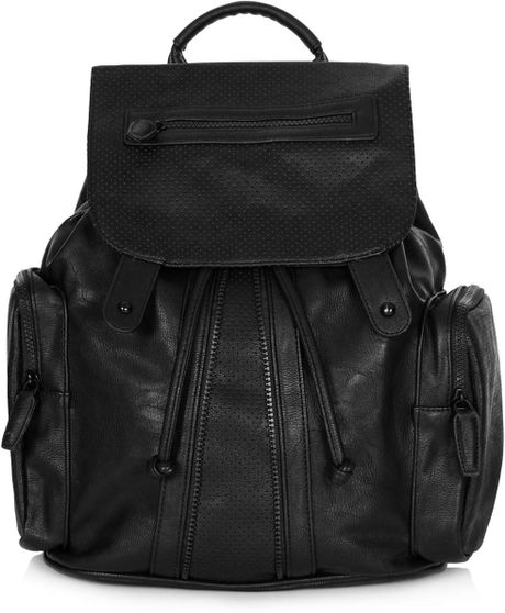 Topshop Perforated Backpack in Black | Lyst