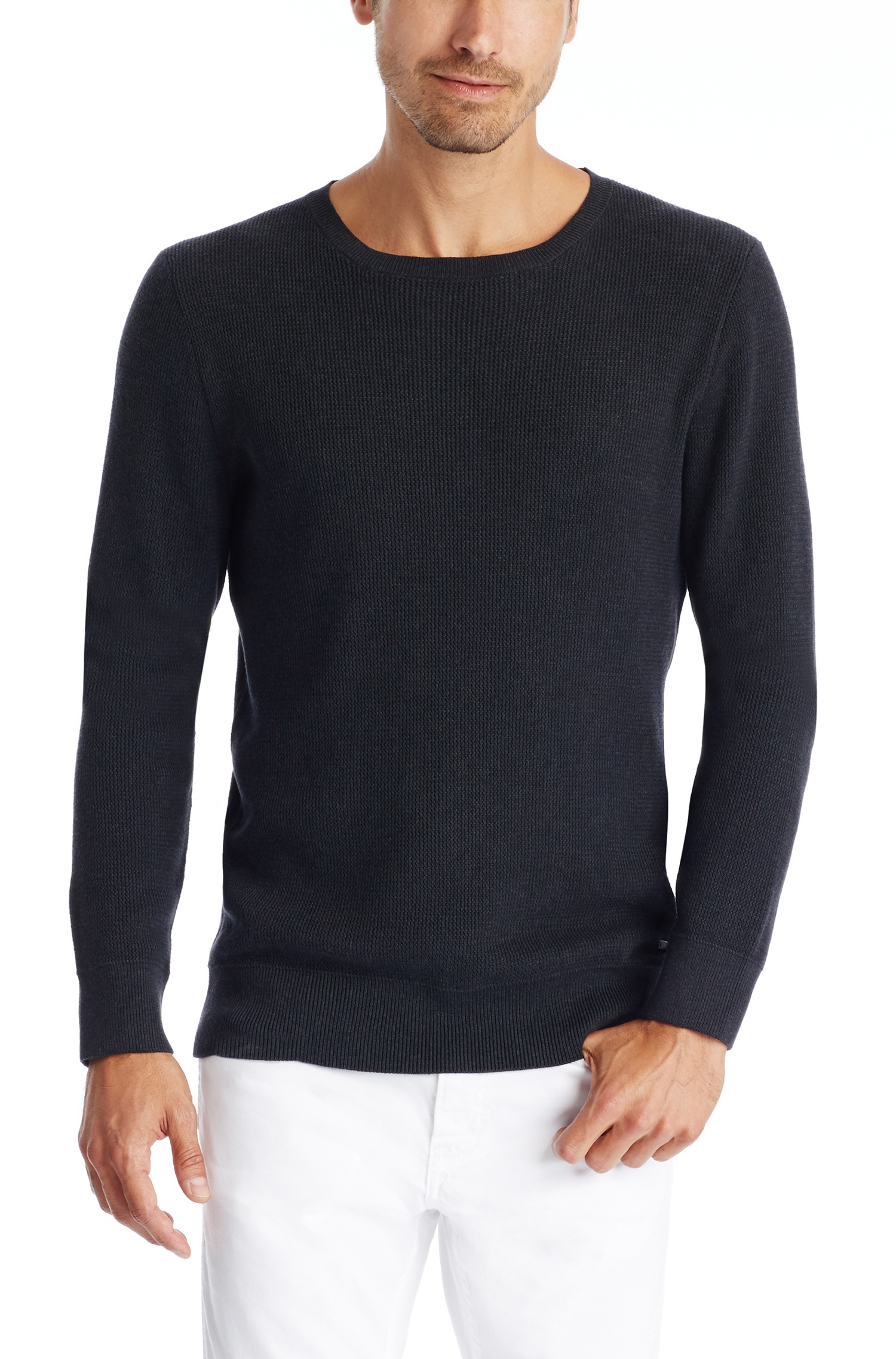 Lyst - Boss 'umballe' | Cotton Waffle Knit Sweater in Gray for Men