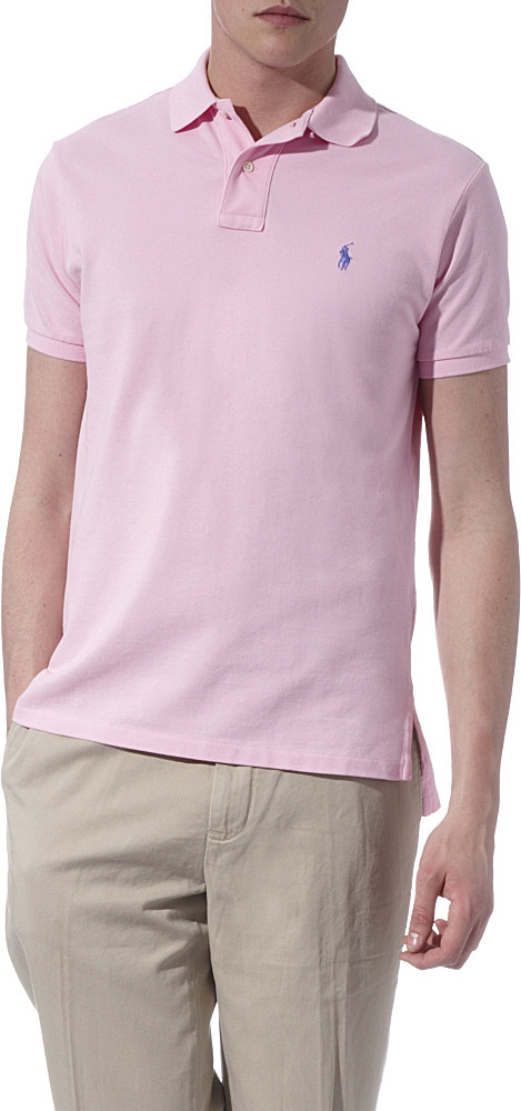 white pink polo shirt