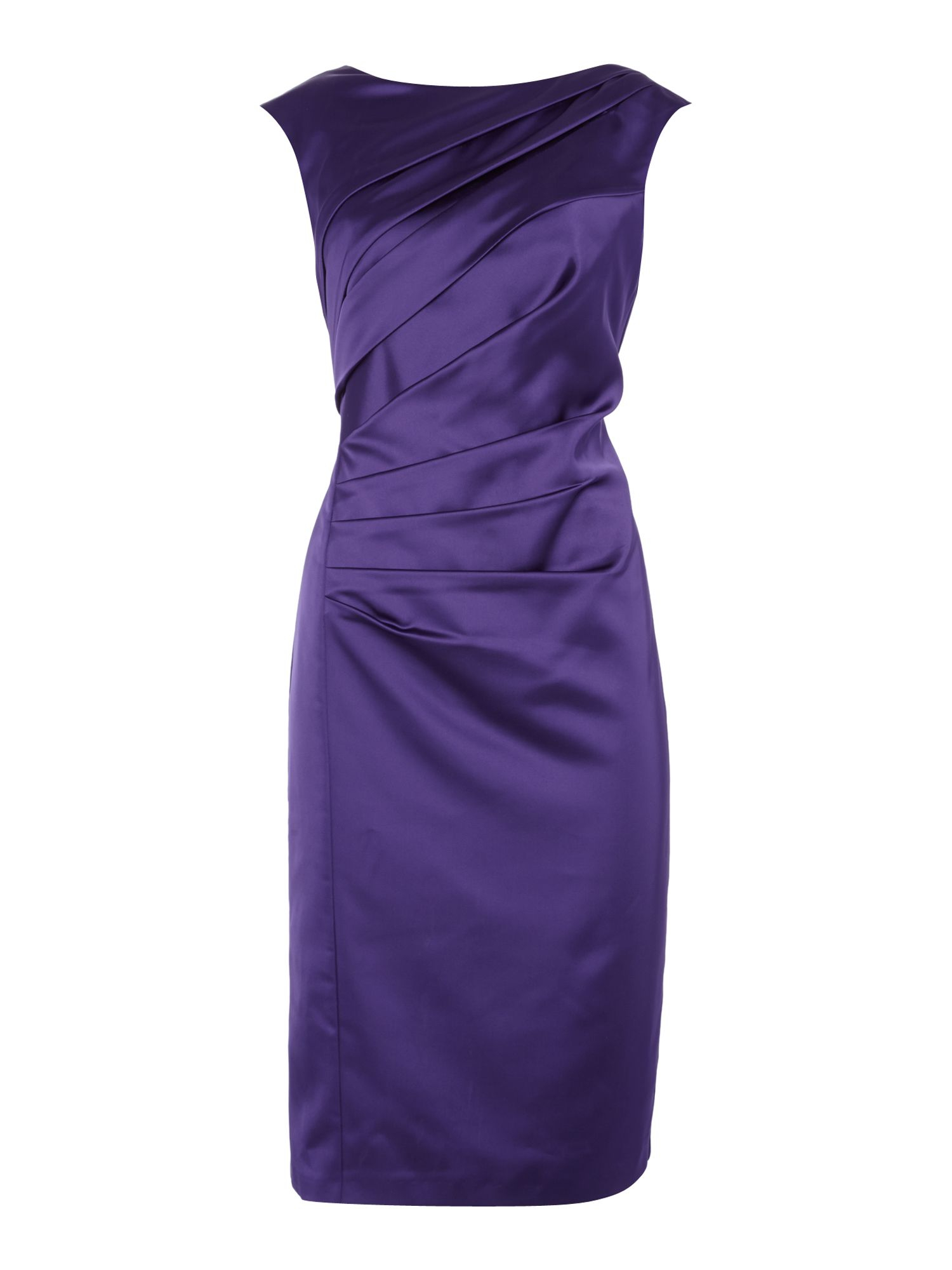 Untold | Purple Satin Structured Slash Collar Dress | Lyst
