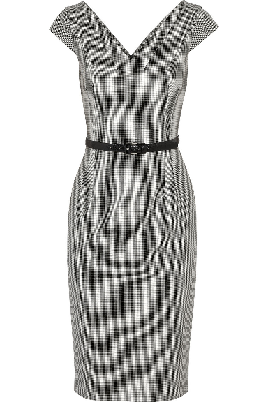 Lyst - Michael Kors Belted Houndstooth Stretch-Wool Dress in Gray