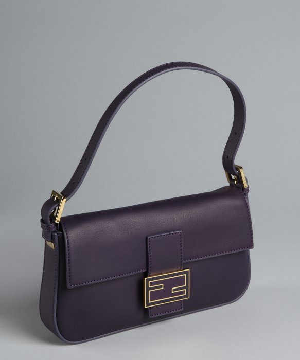 Lyst Fendi Plum Leather Small Baguette Shoulder Bag In Purple