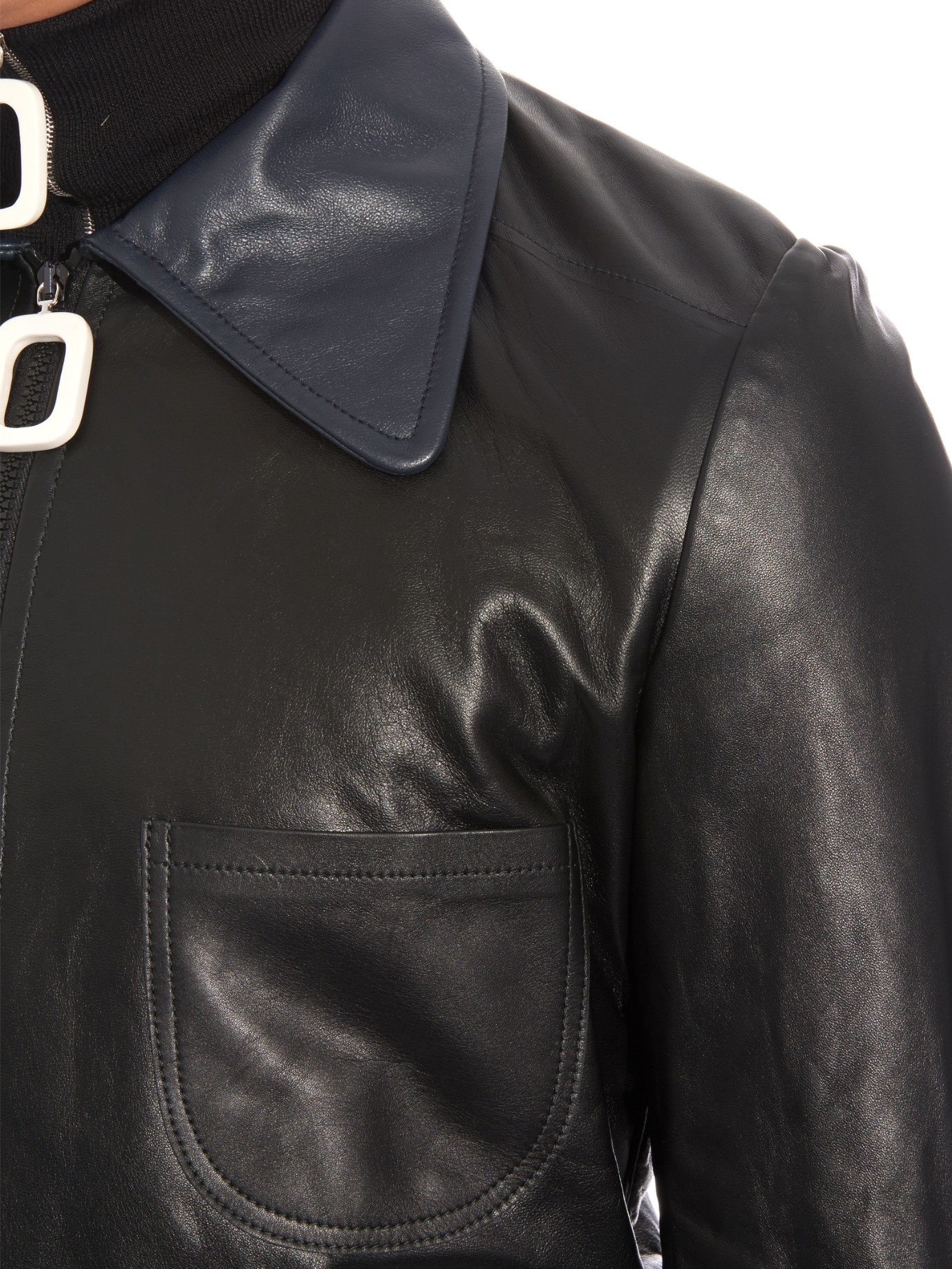 J W Anderson Two Tone Leather Cropped Jacket In Black For Men Lyst Gallery