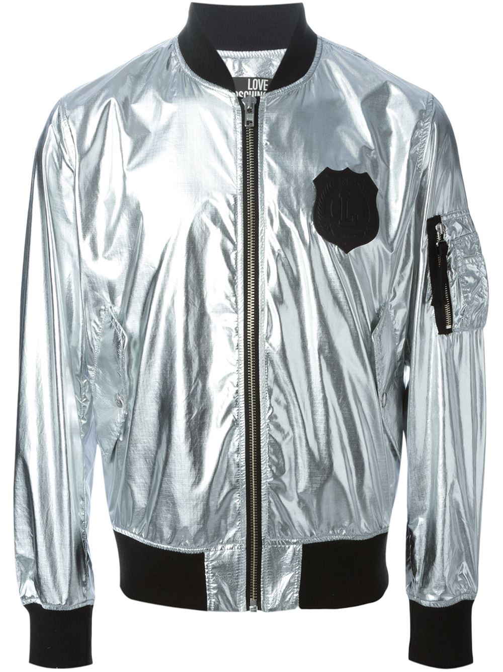 Love Moschino Metallic Er Jacket In For Men Lyst Gallery
