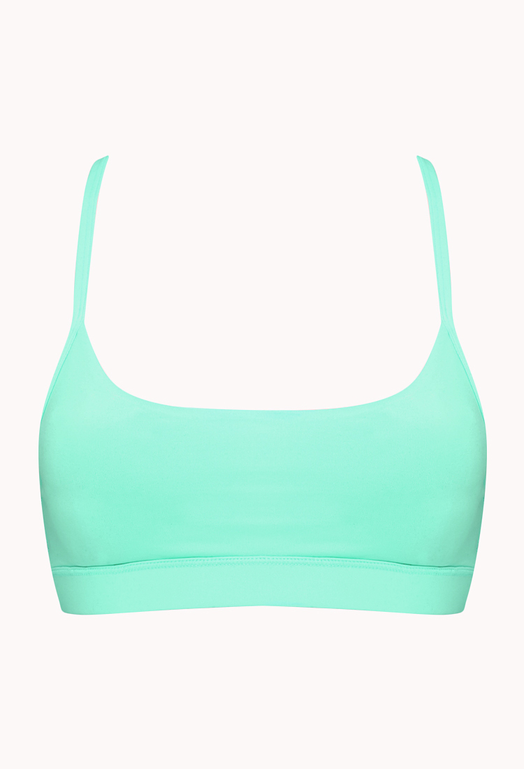 Forever 21 Low Impact -Spaghetti Strap Sports Bra in Blue | Lyst