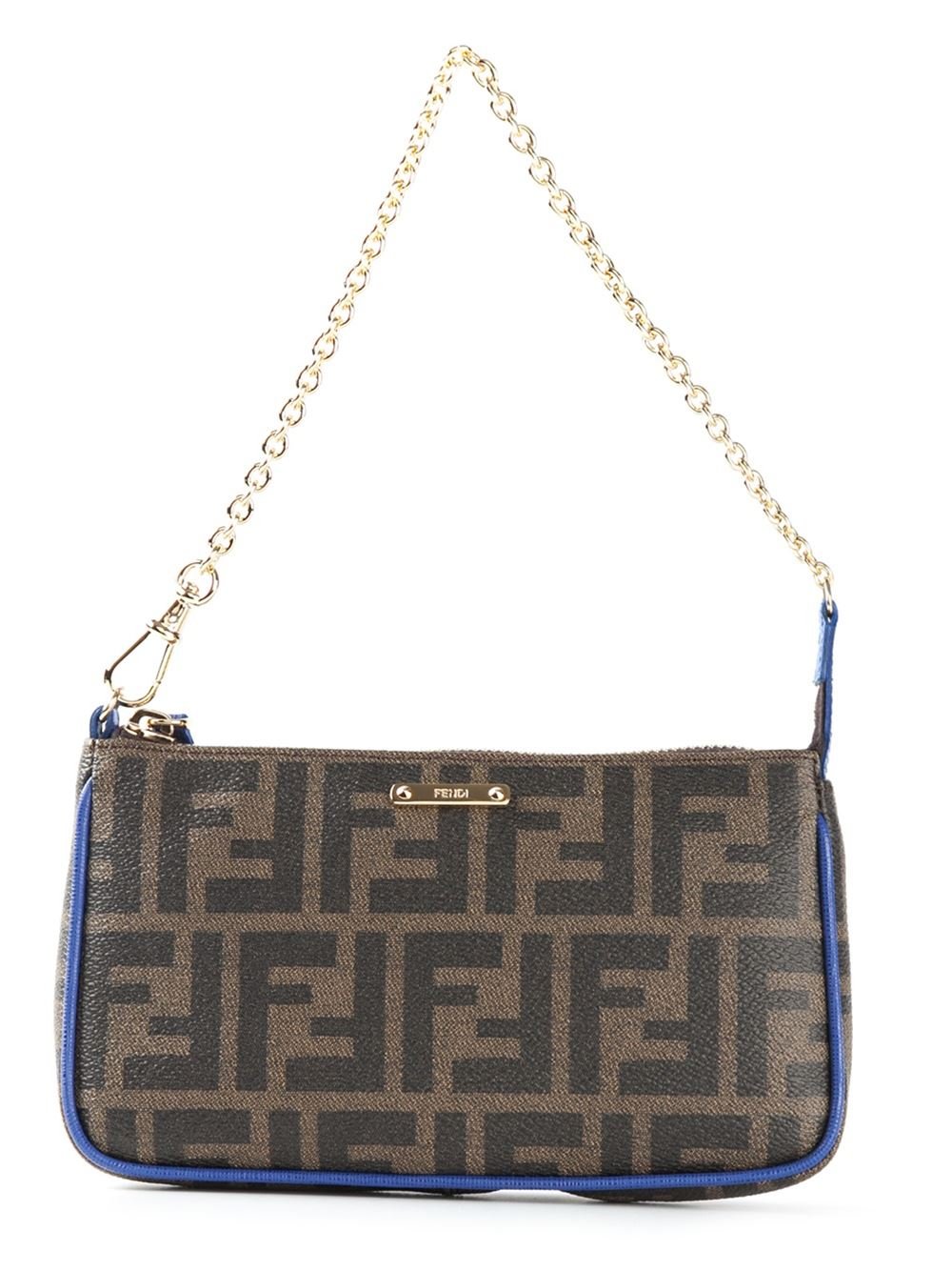 Fendi Small Ff Logo Shoulder Bag in Brown | Lyst