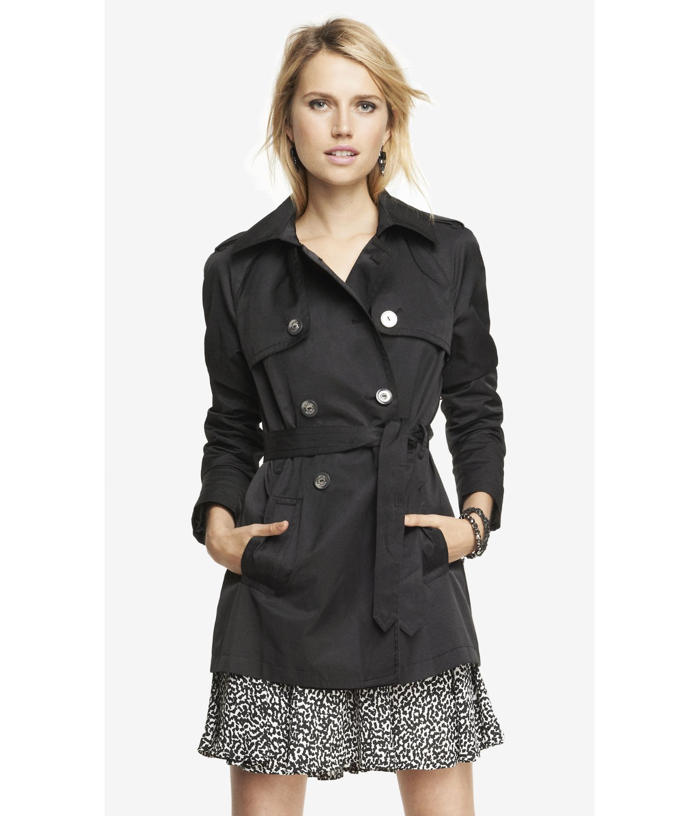 Lyst - Express Classic Trench Coat in Black
