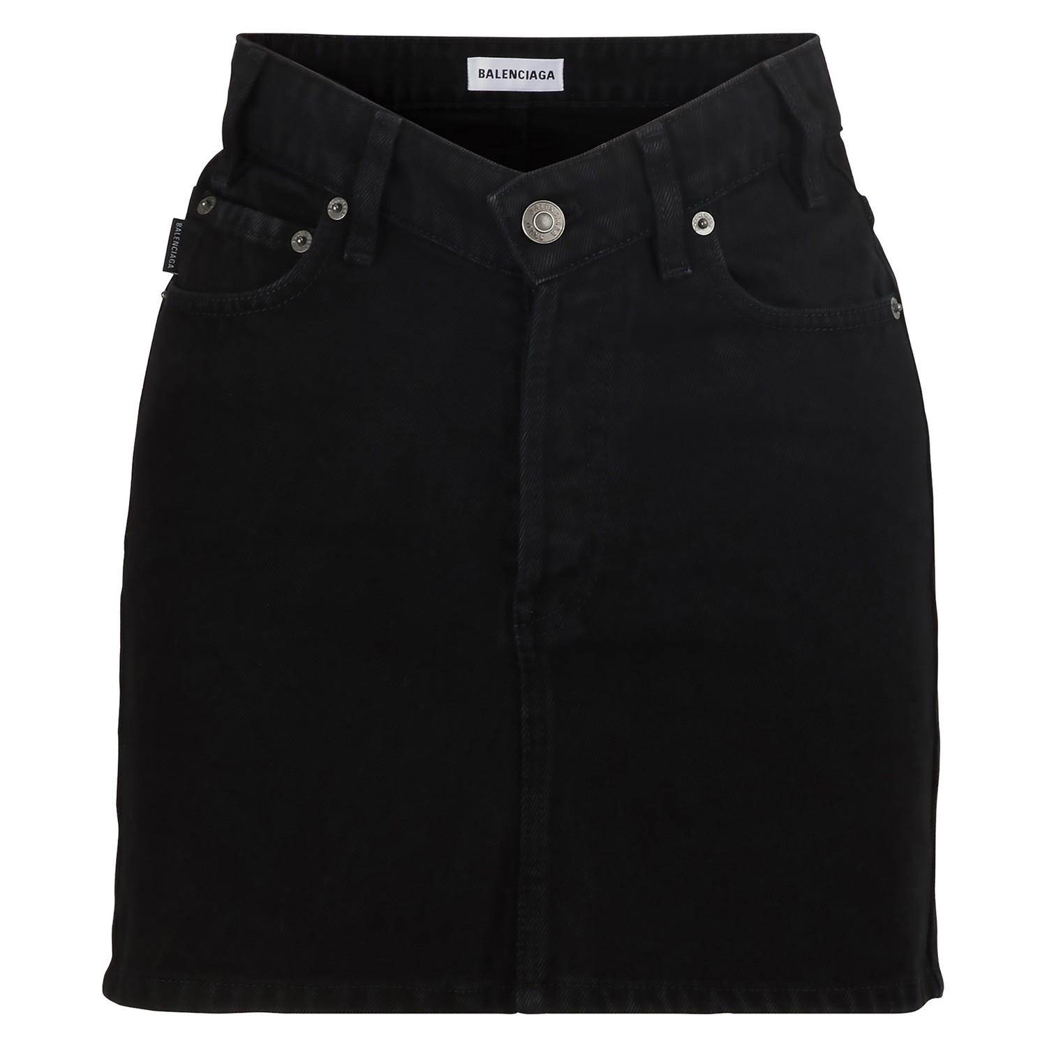 Balenciaga Denim V-neck Mini-skirt in Black - Lyst