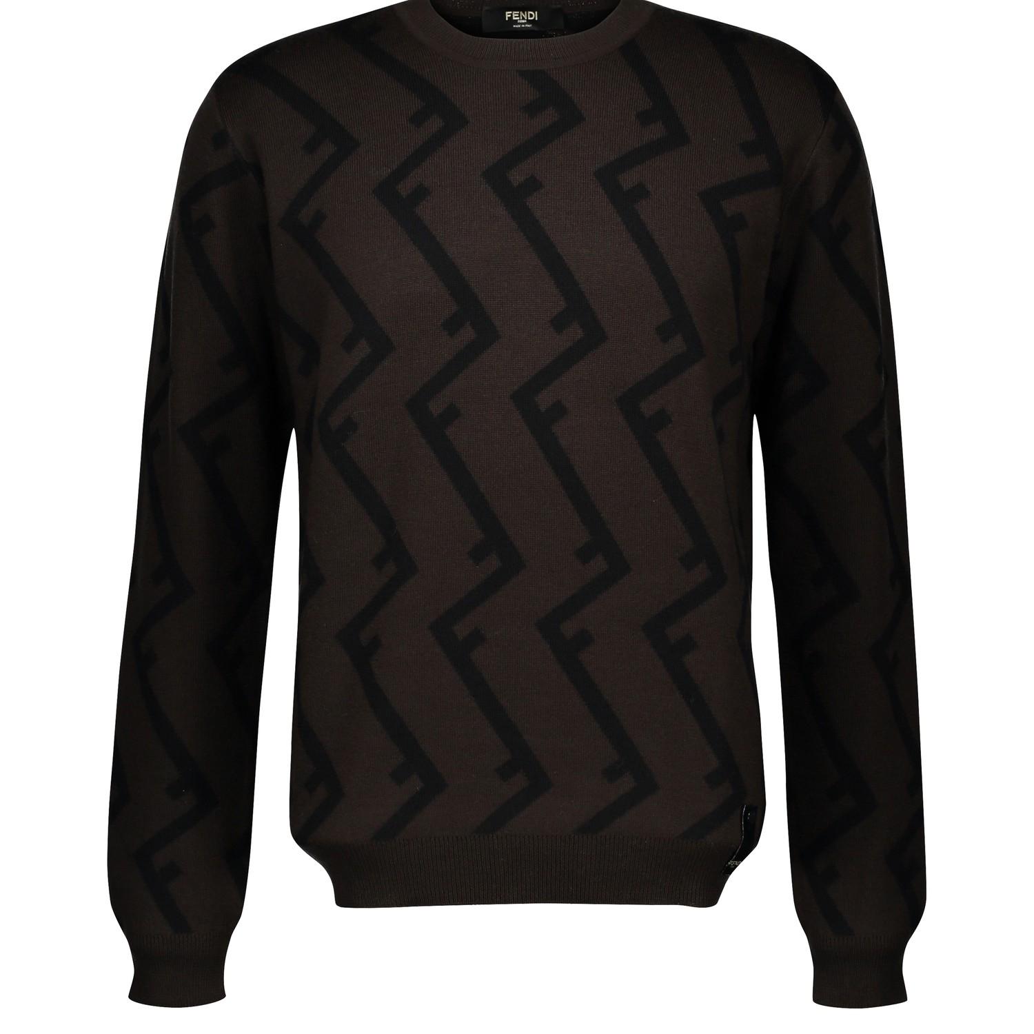 Fendi Round Neck Wool Jumper With F Logo in Black for Men - Save 17% - Lyst