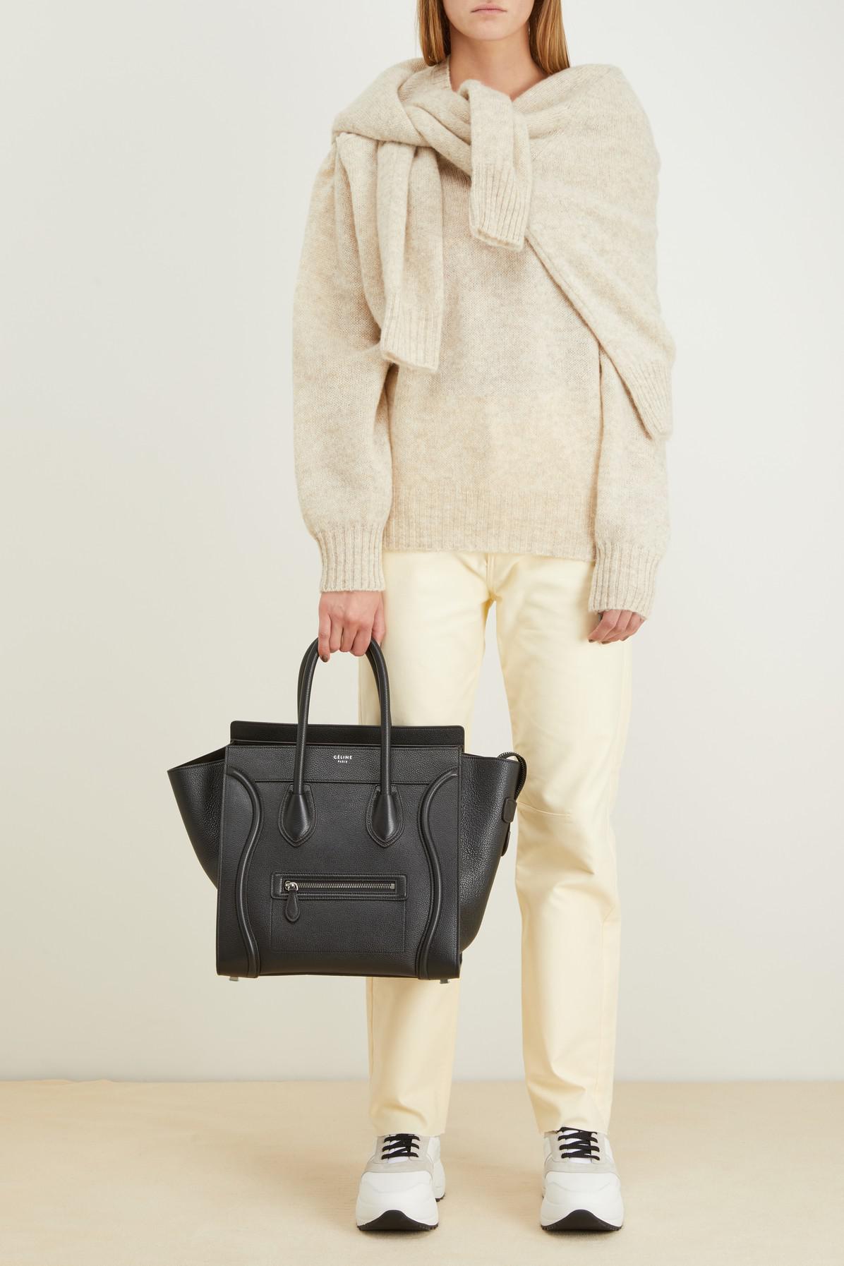 Céline Mini Luggage Handbag In Drummed Calfskin Black Lyst Gallery