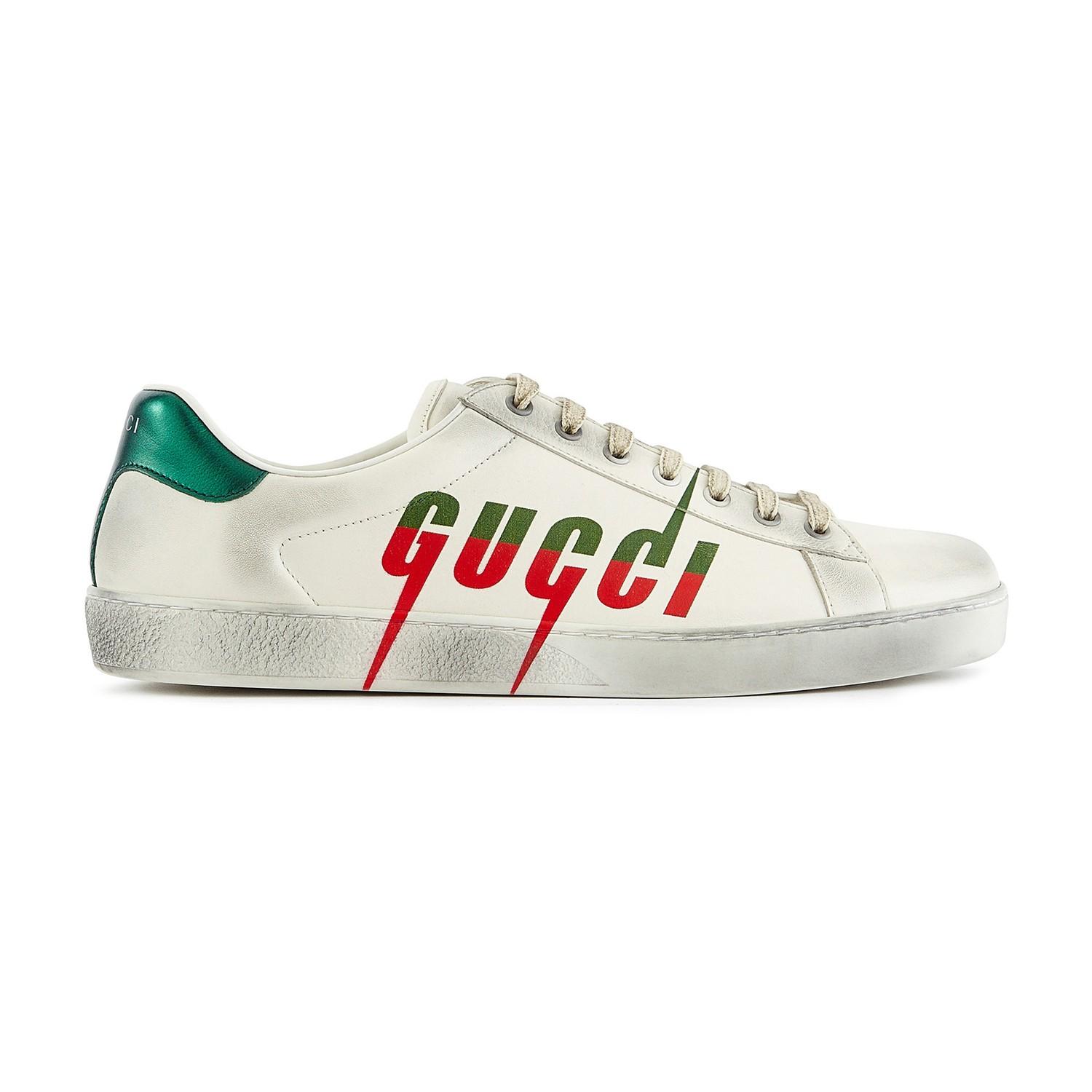 Gucci Denim New Ace Blade Trainers in White for Men - Lyst