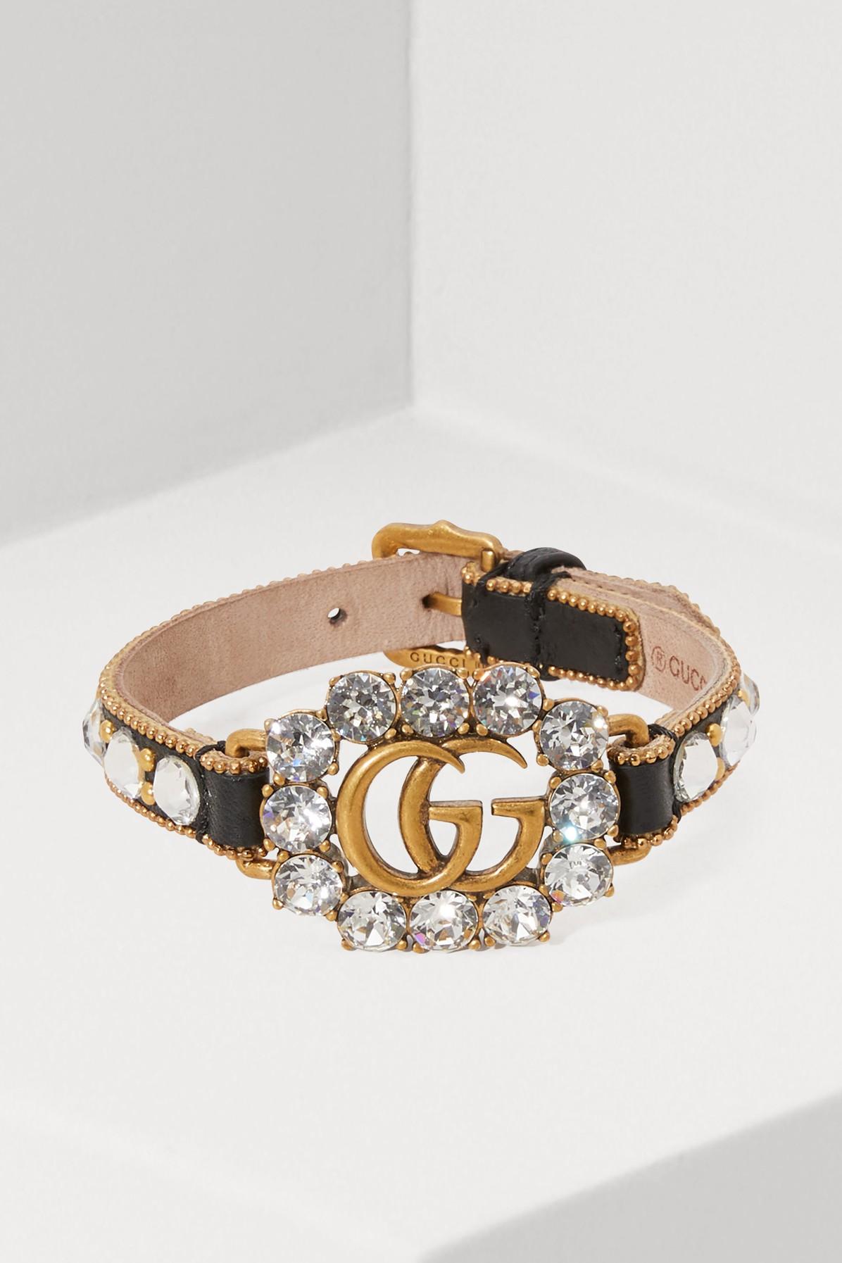 Gucci GG Leather Bracelet in White Lyst