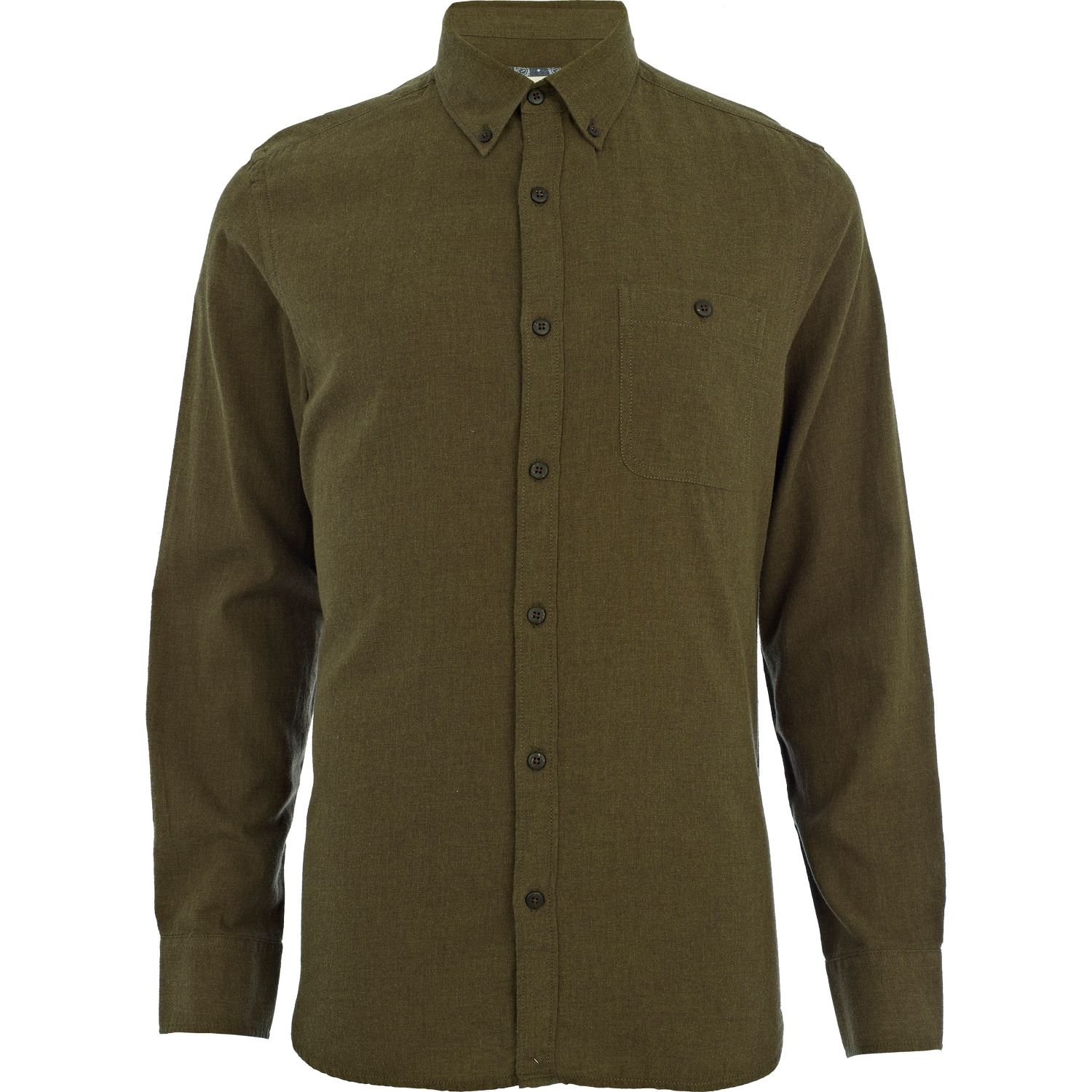 River Island Khaki Green Flannel Long Sleeve Shirt in Green for Men | Lyst