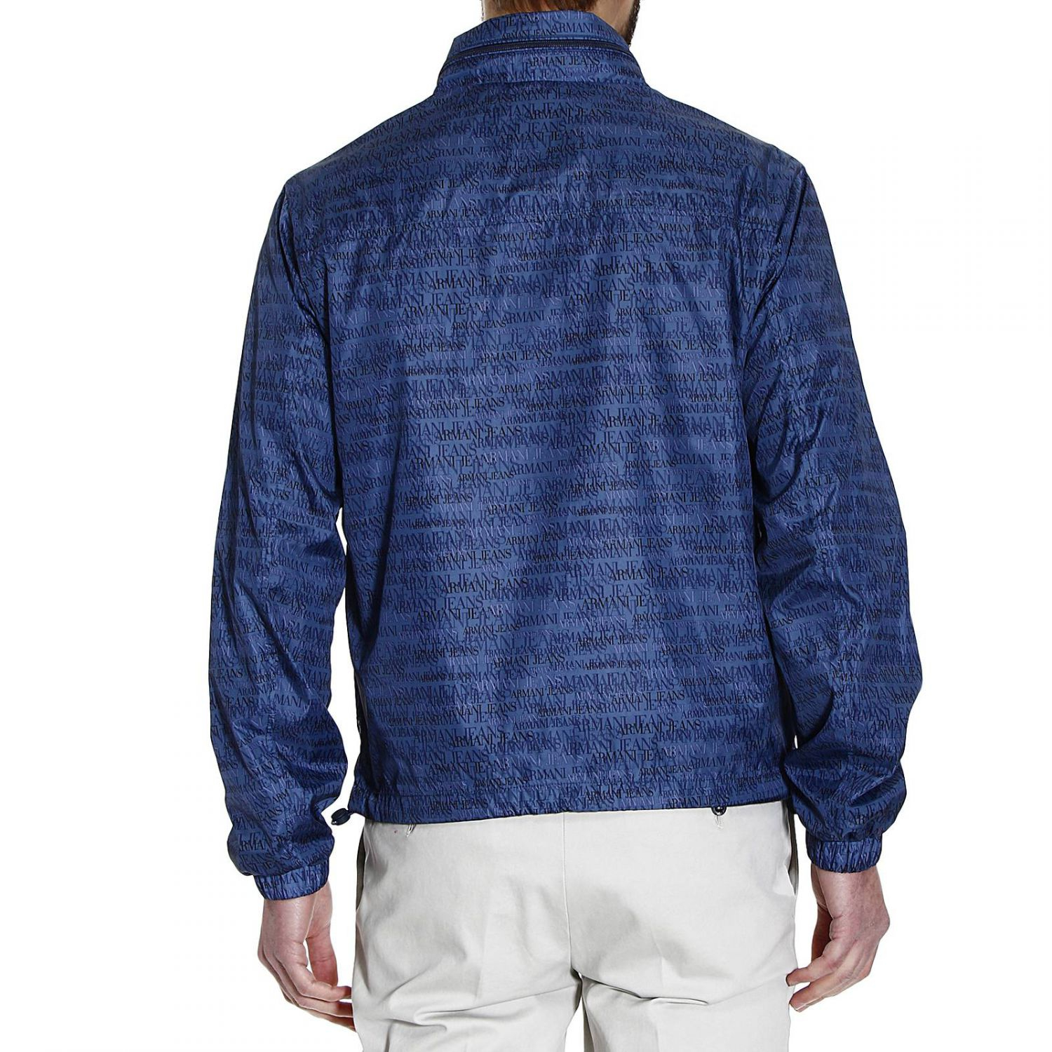 Giorgio armani Down Jacket Giubbotto Bomber Nylon Logo All Over in Blue ...