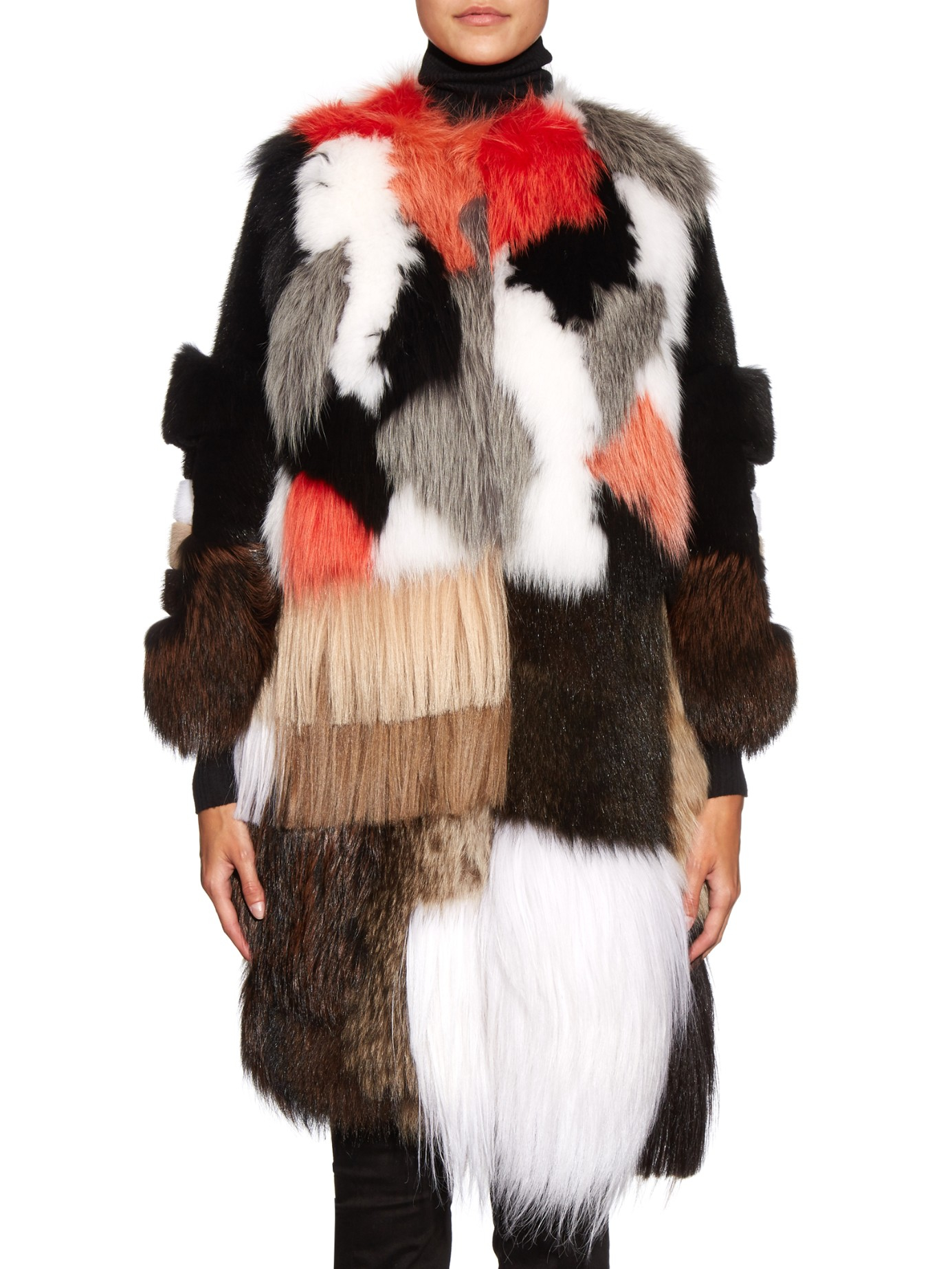 Fendi Patchwork Fur Coat | Lyst