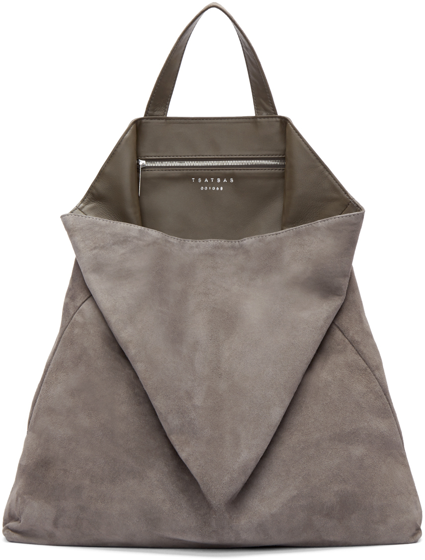 Tsatsas Grey Suede Fluke Tote in Gray (grey) | Lyst