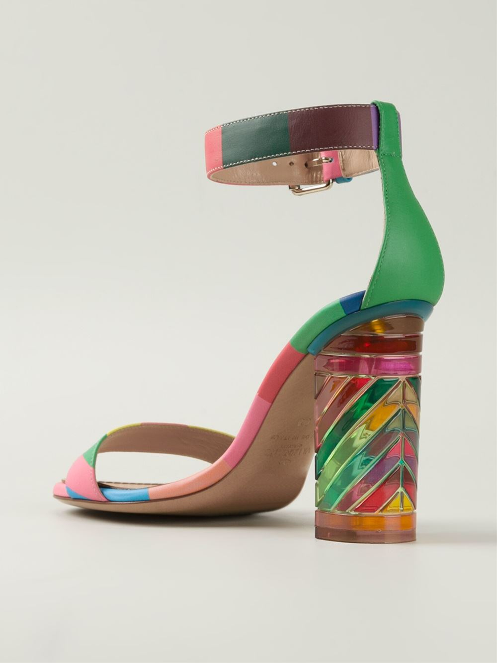Valentino Chunky Heel Sandals in Multicolor (red) | Lyst
