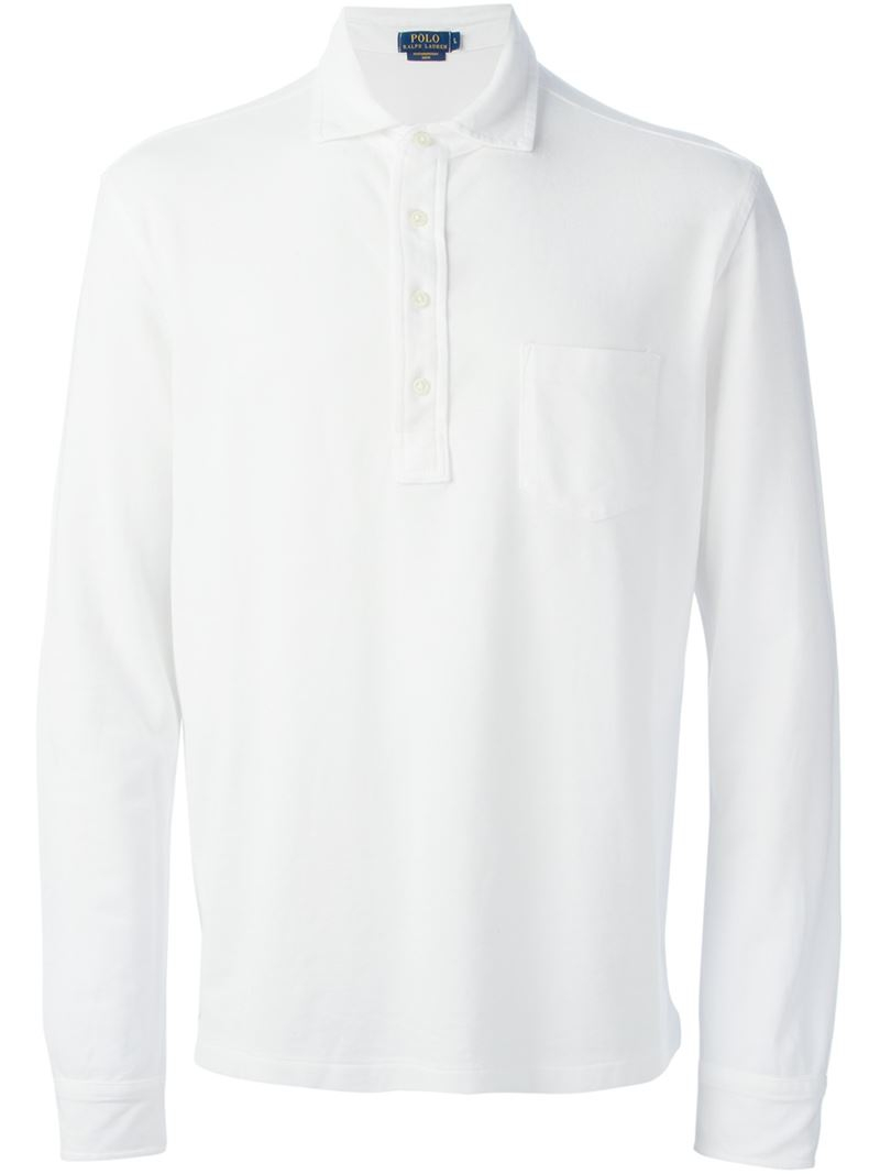 Polo ralph lauren Long-Sleeved Polo Shirt in White for Men | Lyst