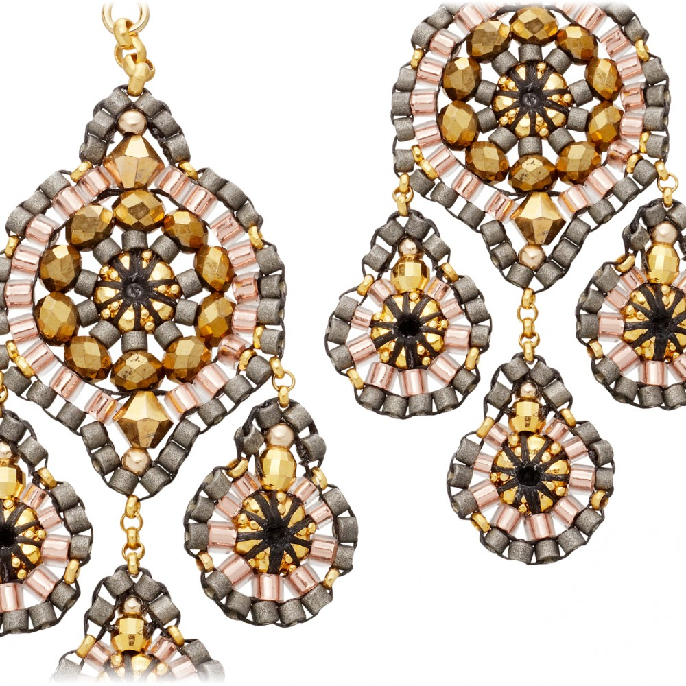 Miguel Ases Silver Chandelier Earrings In Yellow Lyst Gallery