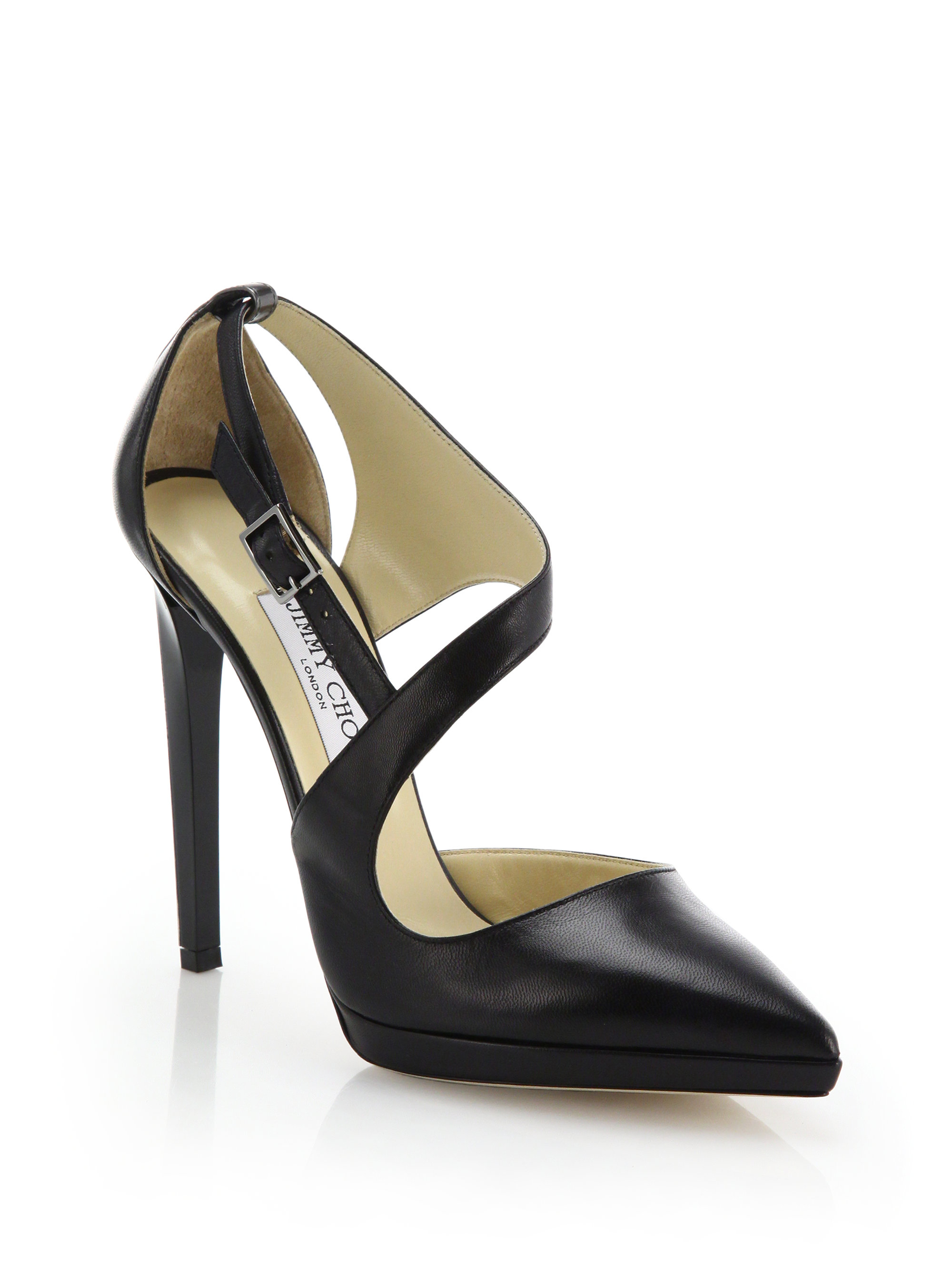 Jimmy choo Vinse Asymmetrical Leather Pumps in Black | Lyst