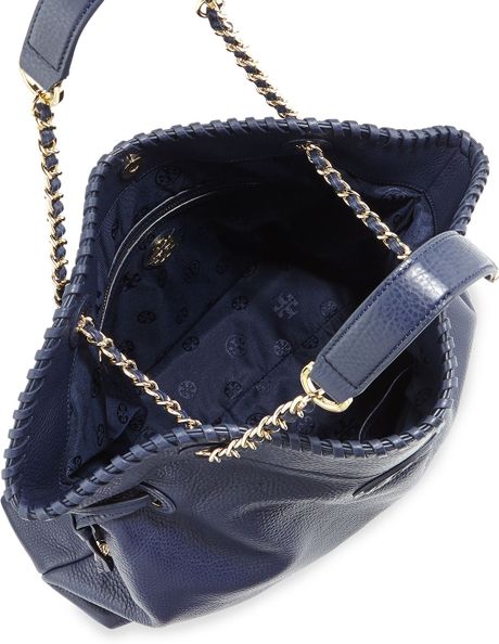 Tory Burch Marion Slouchy Drawstring Tote Bag in Blue (TORY NAVY) | Lyst