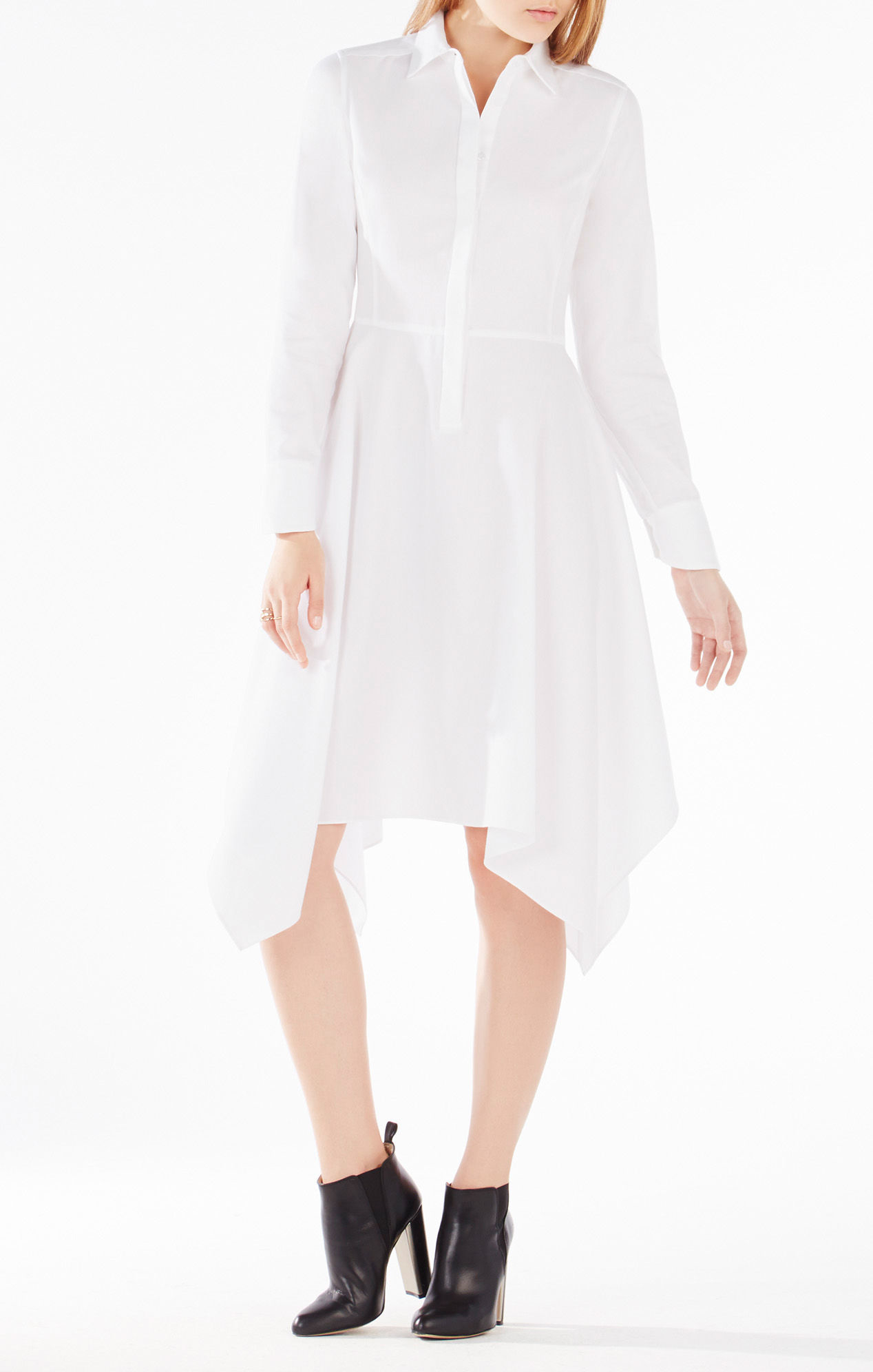bcbg white shirt dress