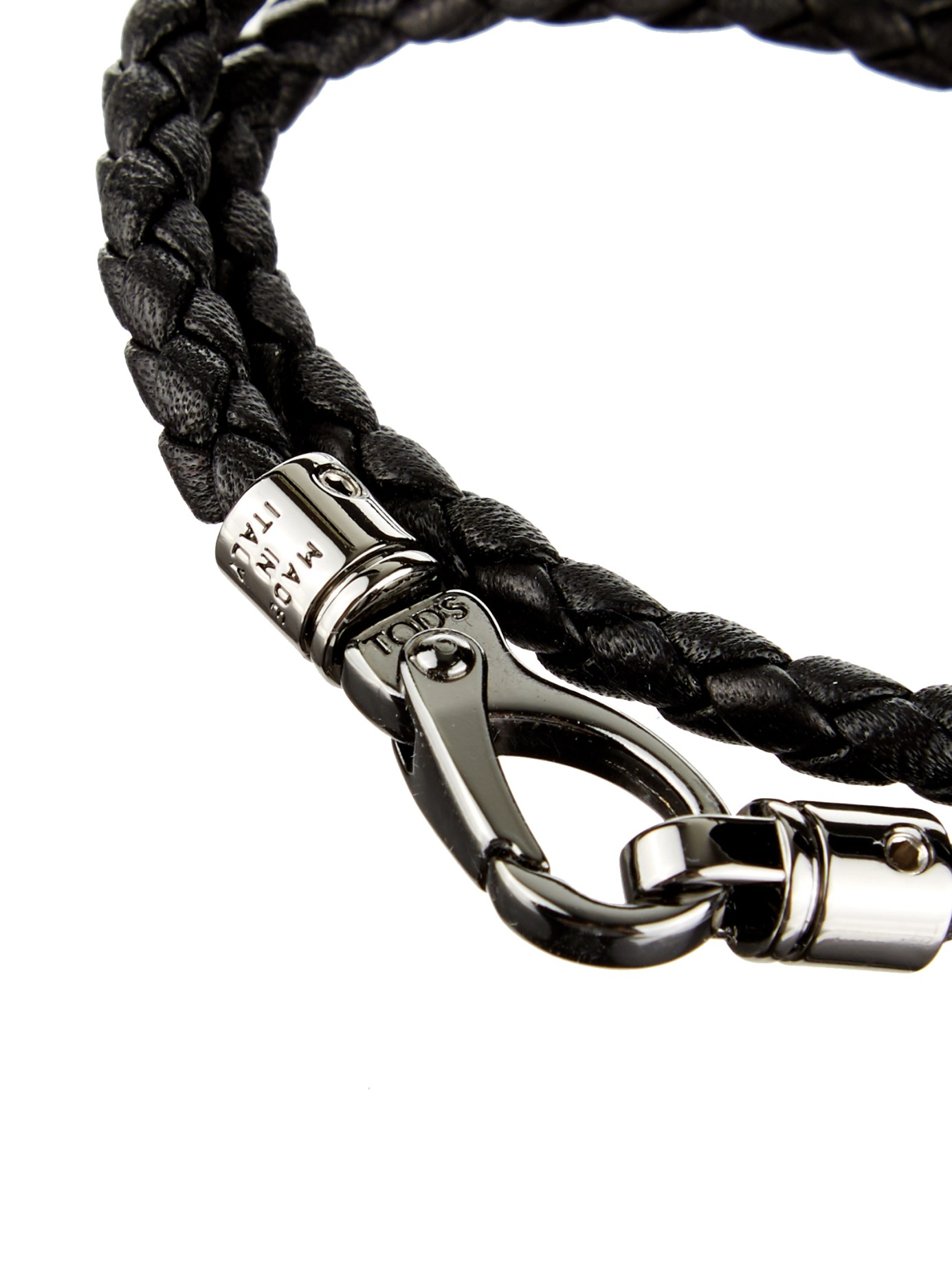 Lyst - Tod'S Woven Leather Bracelet in Black for Men